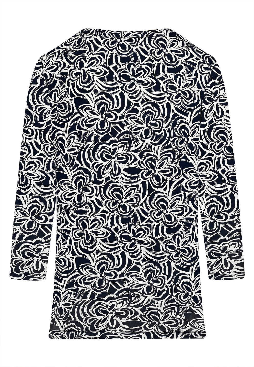 24611 Chemise à imprimé floral en bleu foncé/blanc crème