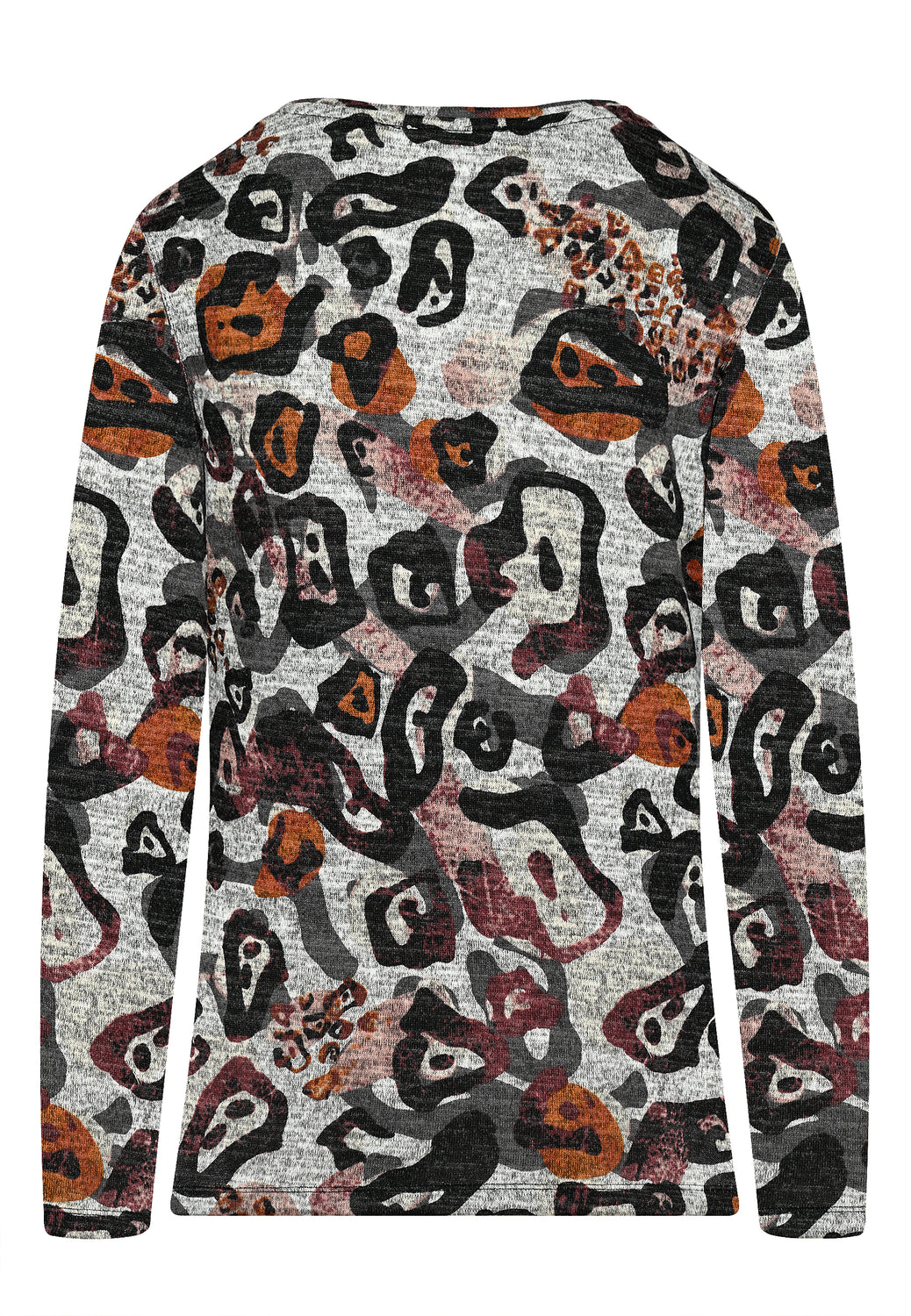 24665 Chemise en maille fine à imprimé léopard en marron/gris clair
