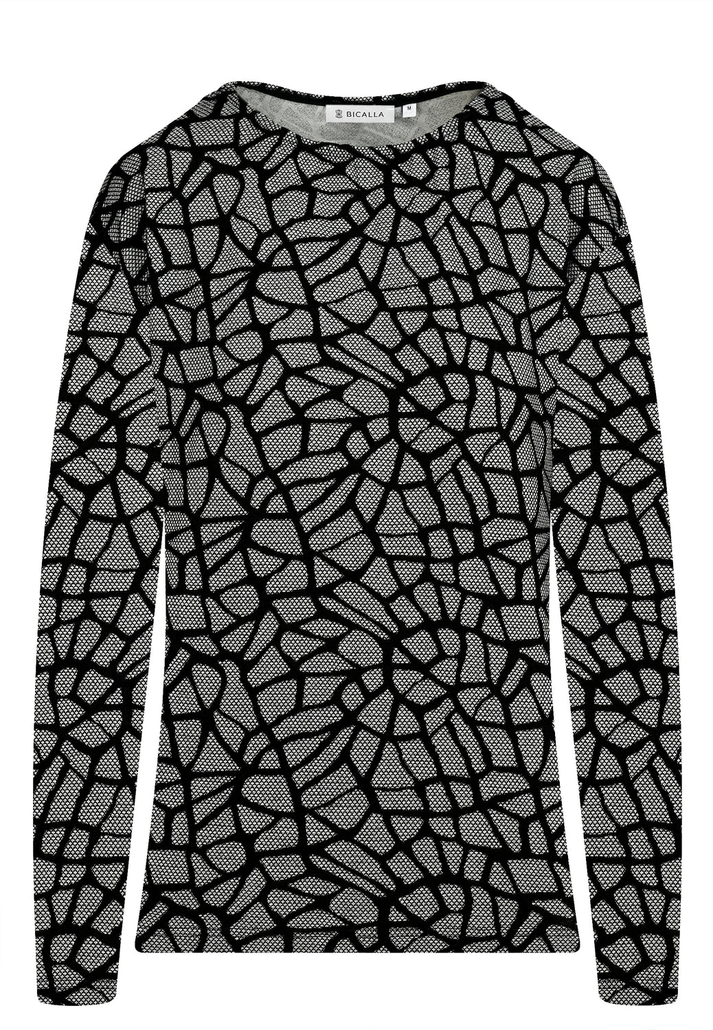 24709 Chemise boxy à motif graphique en noir/blanc