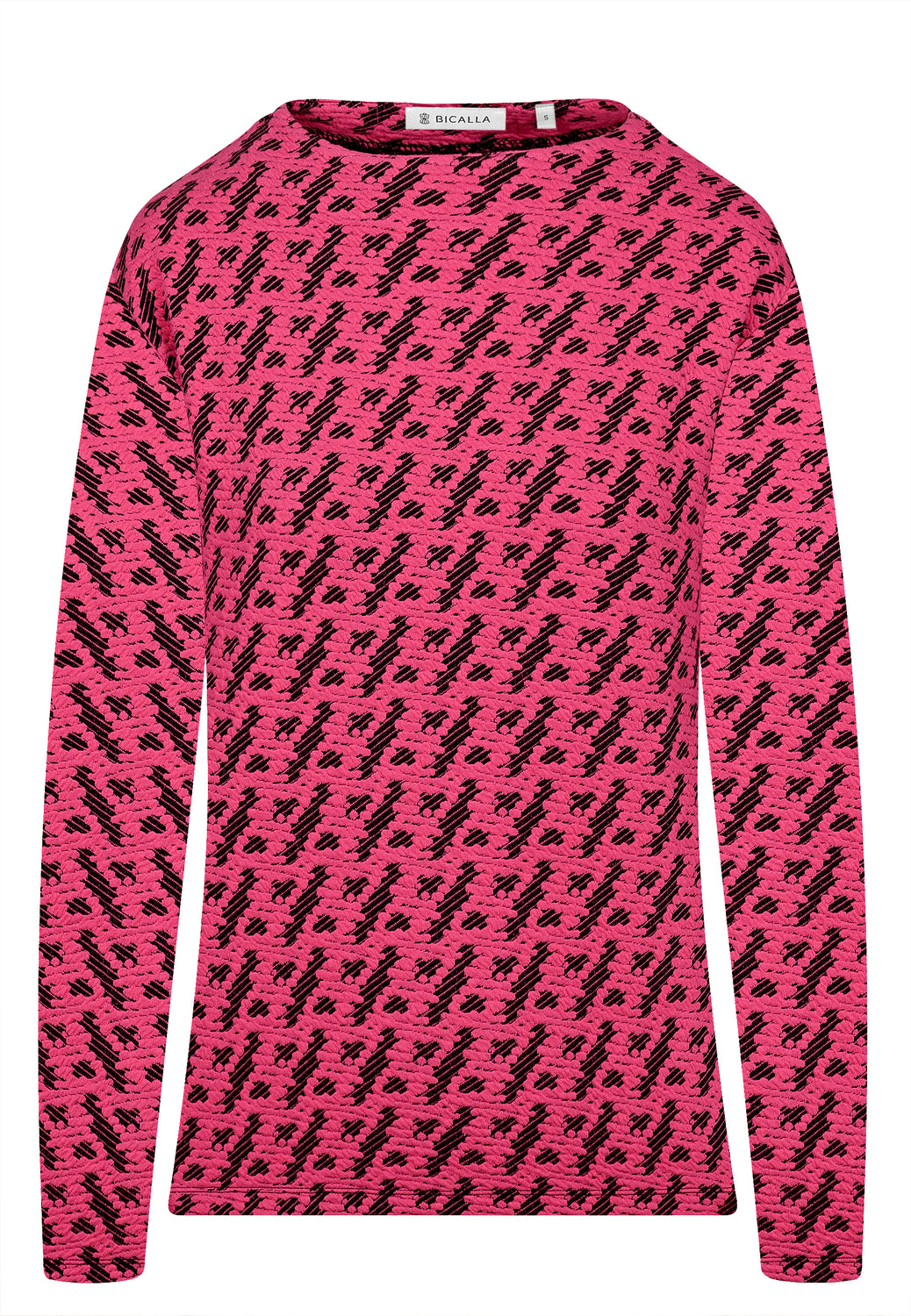 24715 Chemise boxy à motif jacquard rose/noir