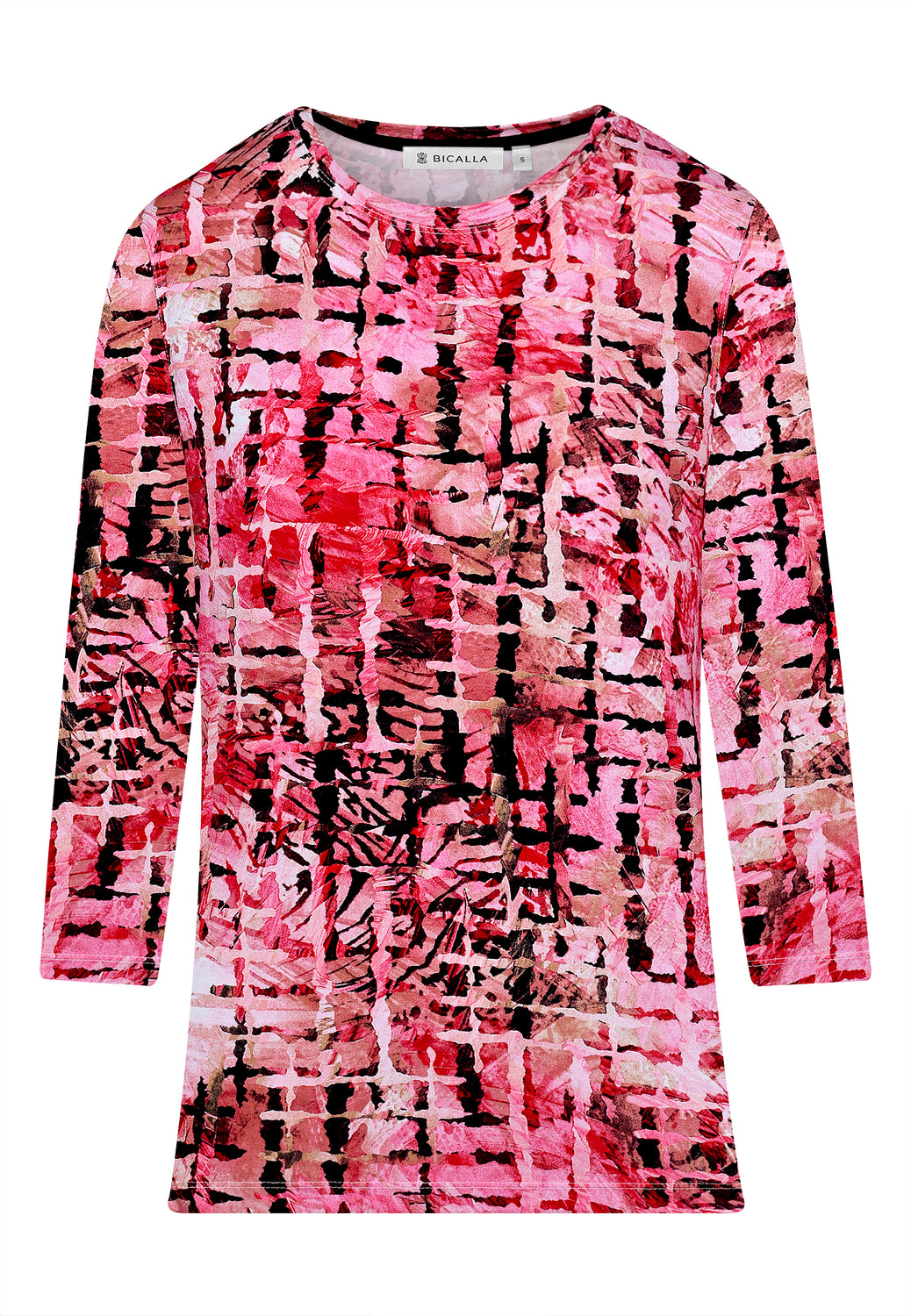 24723 Shirt mit Allover-Print in Pink/Schwarz