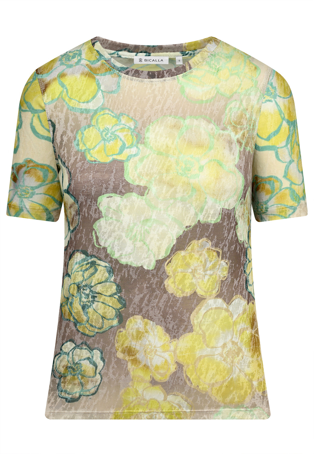 25259 Chemise à imprimé fleuri jaune/taupe