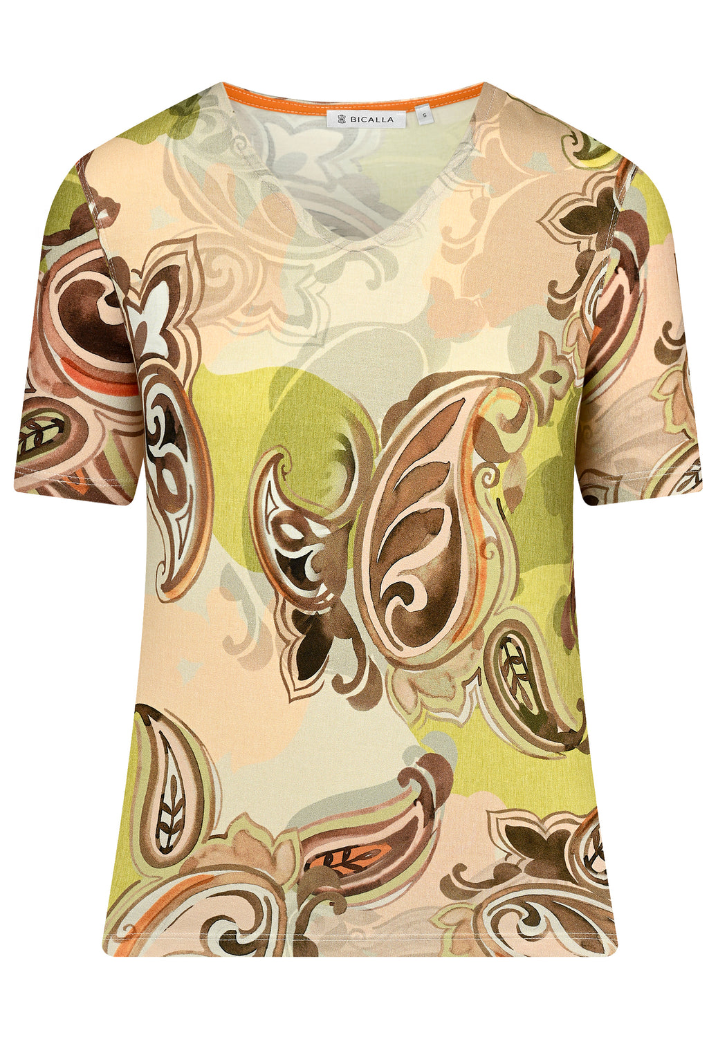 25265 Shirt mit Ornament-Print in Beige/Grün