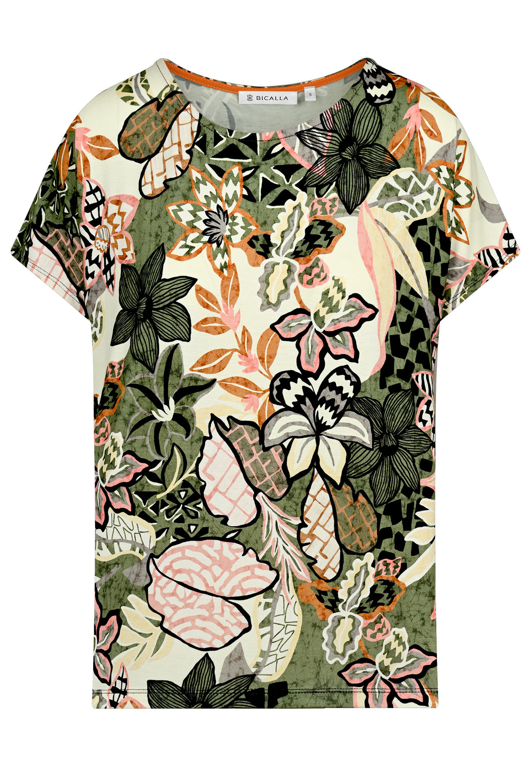 25267 Chemise à imprimé floral en olive-rose