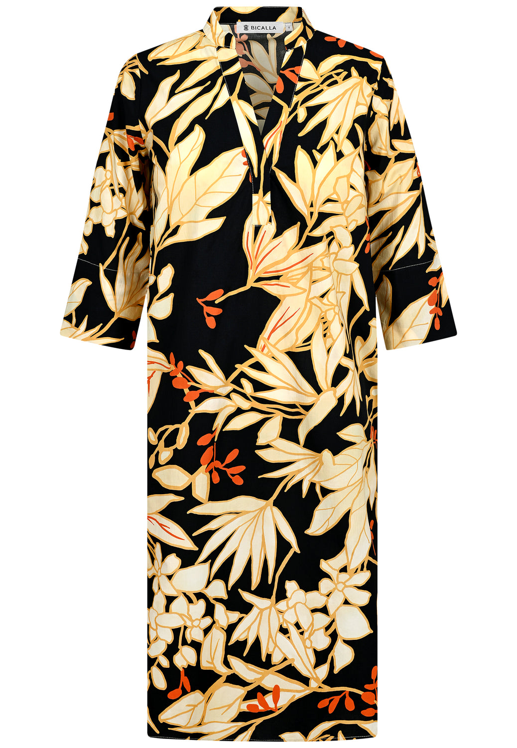 25269 Robe à imprimé floral noir/sable