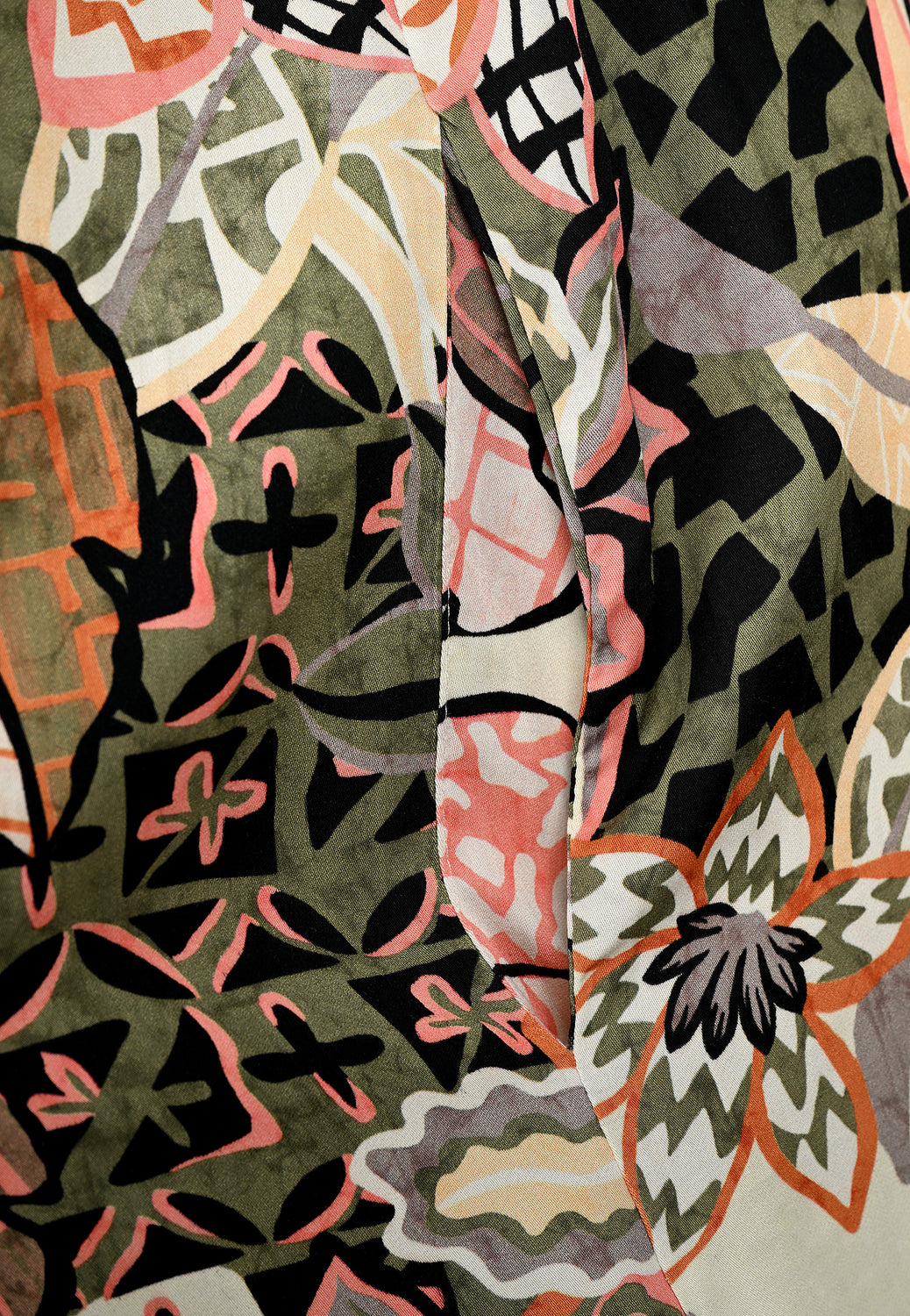 25271 Kleid mit Blumen-Print in Oliv-Rosé