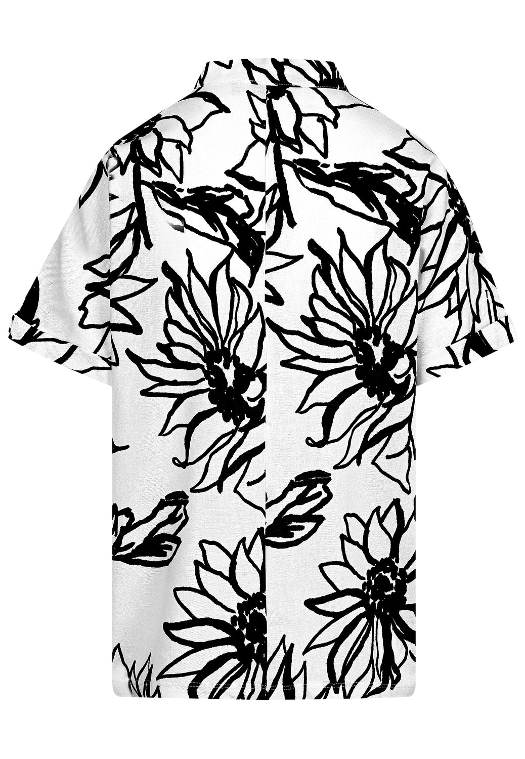 25277 Chemisier-chemise à imprimé fleuri blanc/noir