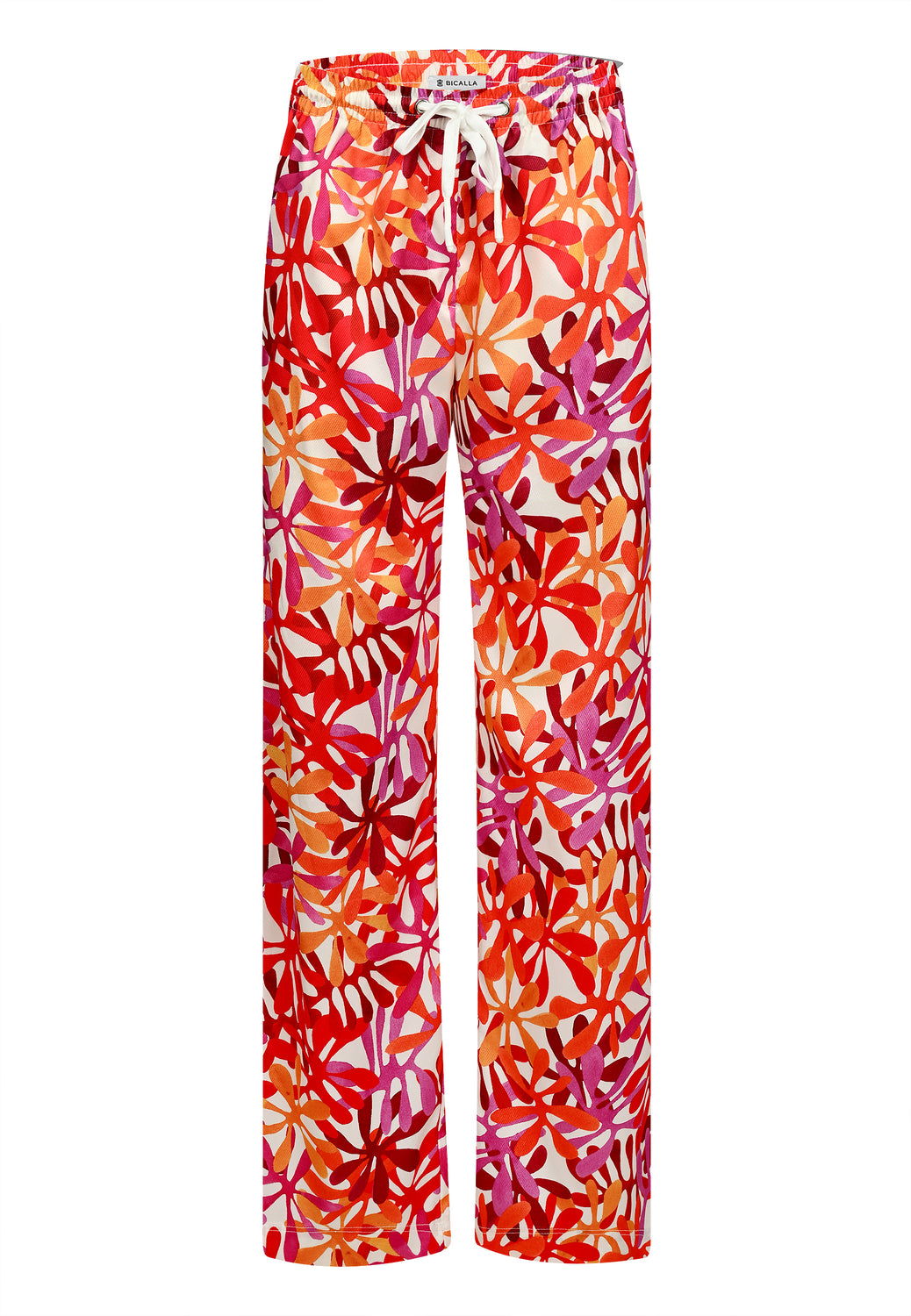 25318 Pantalon à imprimé fleuri rose/orange