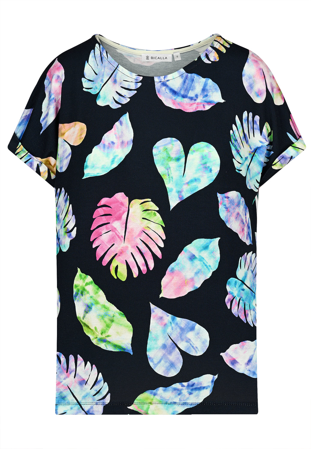 25363 Chemise à imprimé feuilles bleu/rose