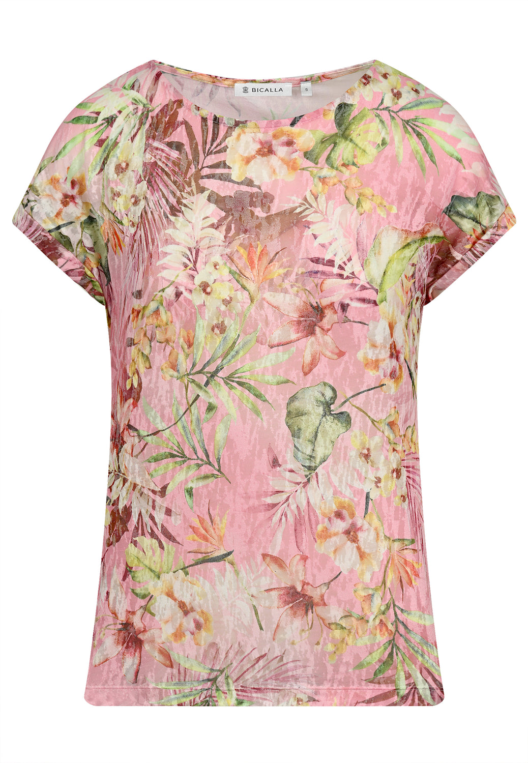 25405 Shirt mit Tropical-Print in Rosa/Grün