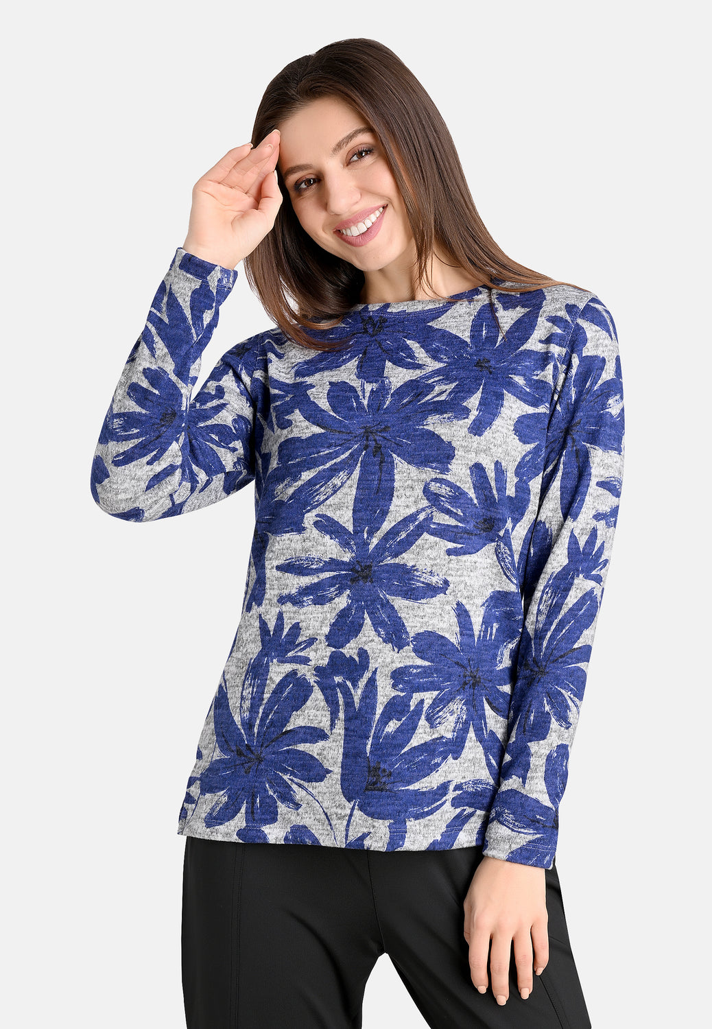 24103 Shirt Soft Flowers - 06/silver-blue