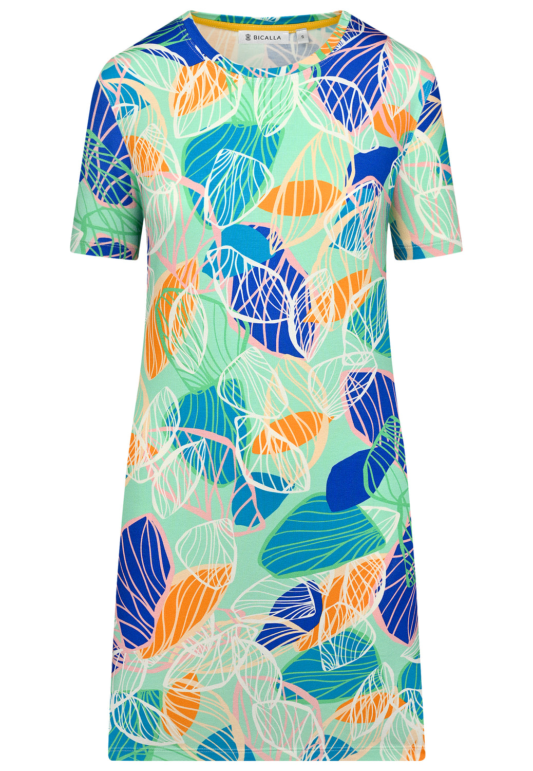 24428 Robe Chemise Feuilles - 12/menthe
