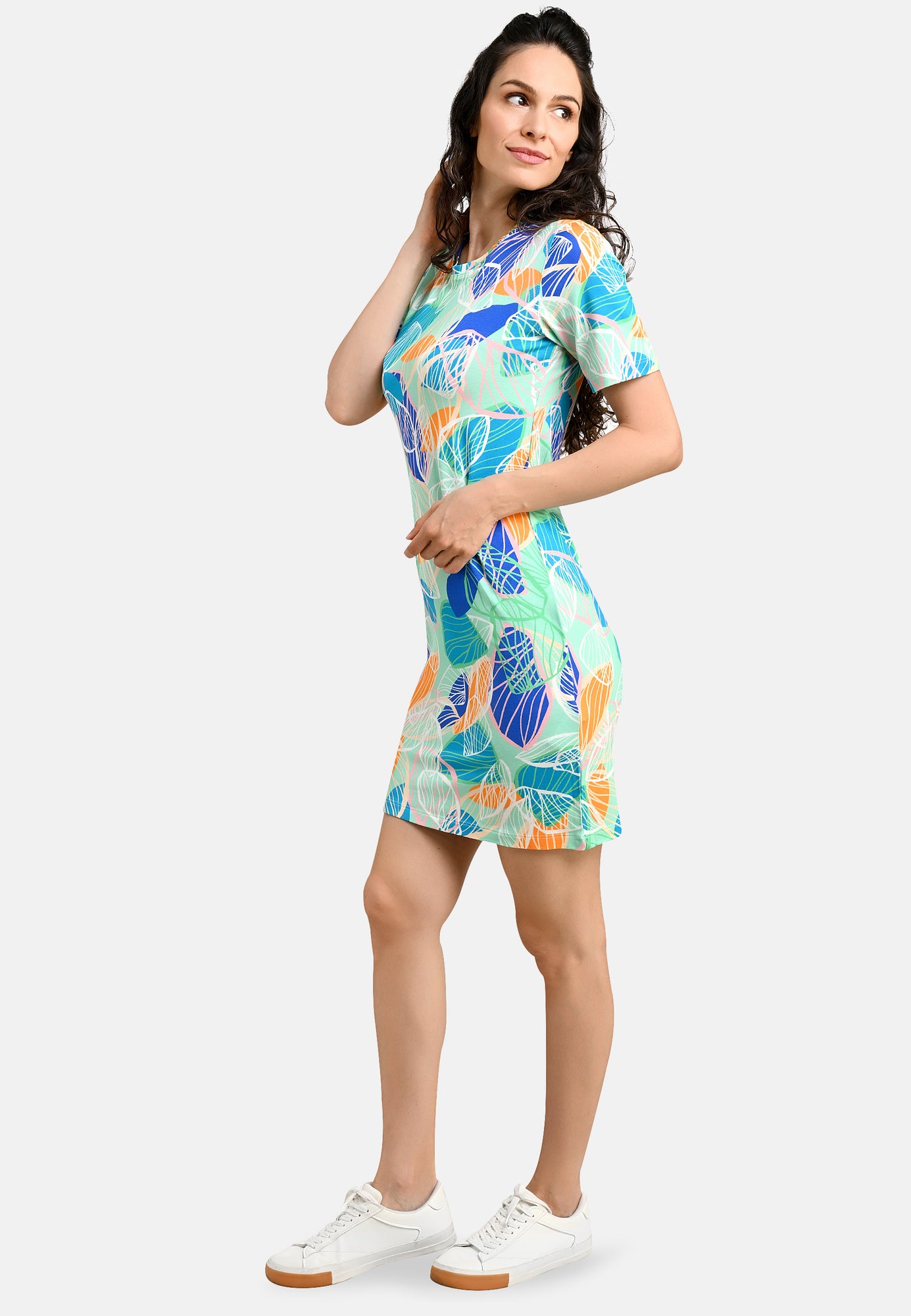 24428 Robe Chemise Feuilles - 12/menthe