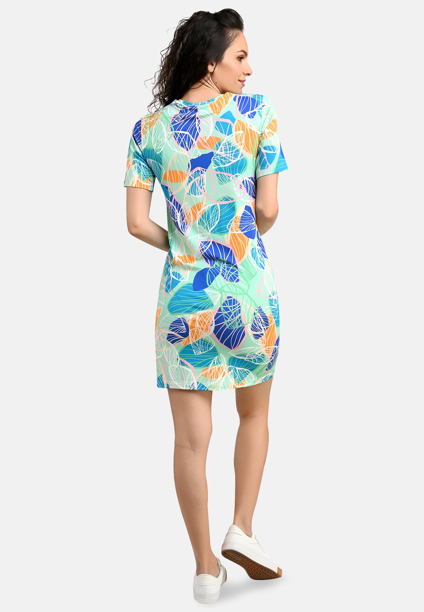 24428 Robe Chemise Feuilles - 12/menthe