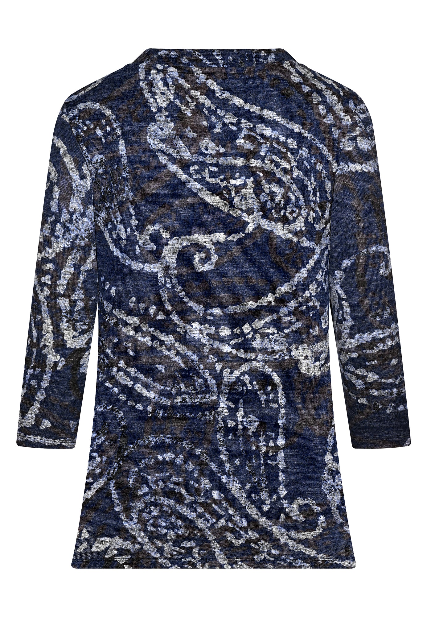 24601 Feinstrick-Shirt mit Paisley-Print in Blau