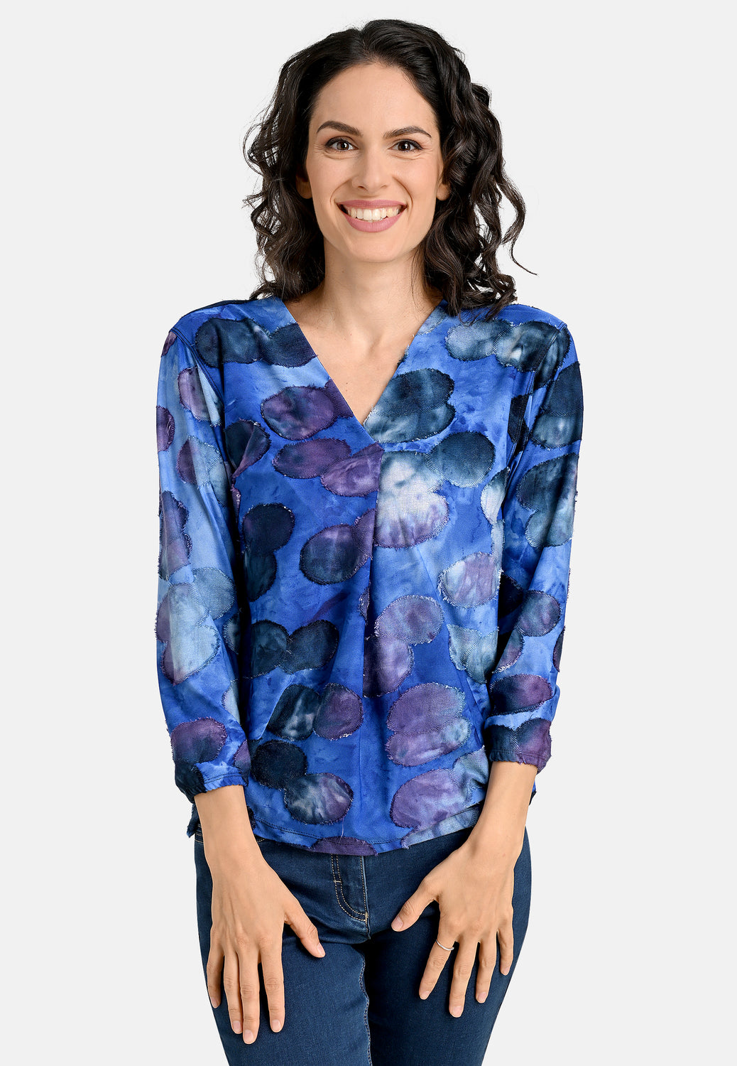 24602 Shirt mit Kreis-Motiven in Blau