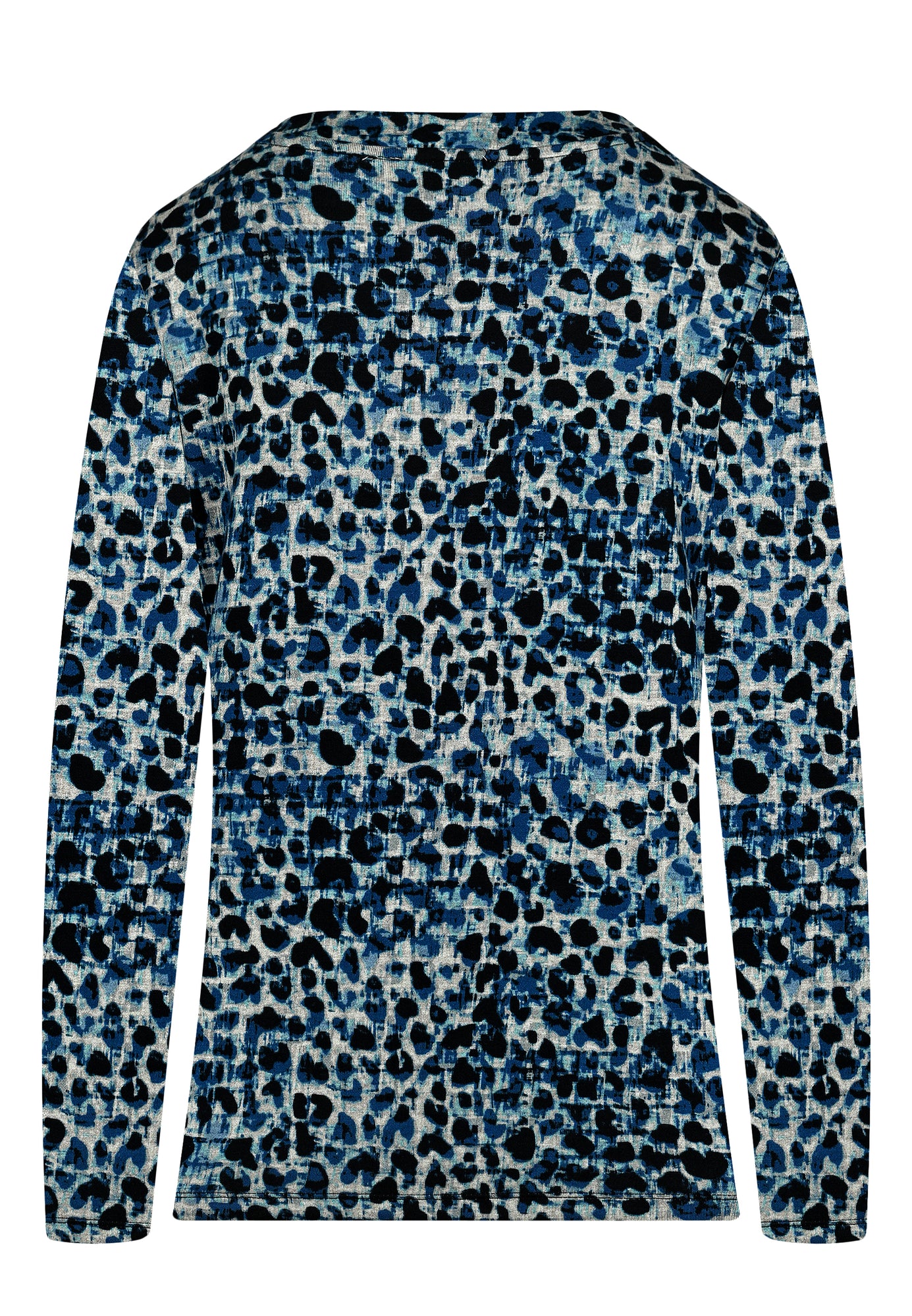 24608 Shirt mit Leo-Print in Blau/Beige