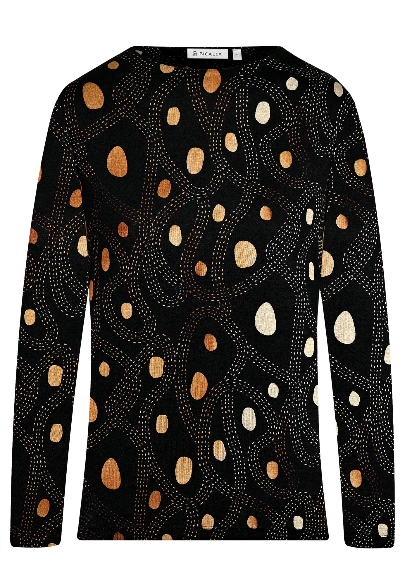 24615 Shirt mit Punkte-Print in Schwarz/Gold