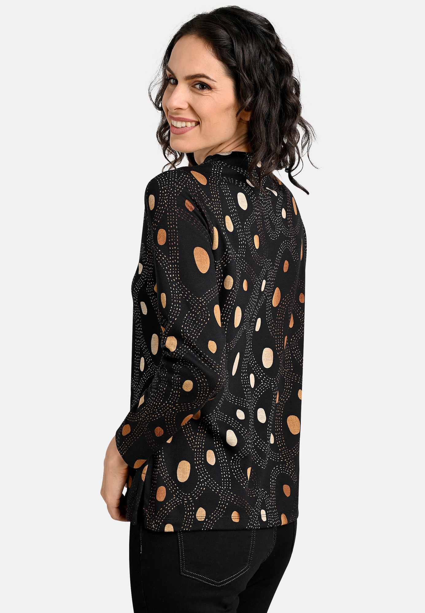 24615 Shirt mit Punkte-Print in Schwarz/Gold