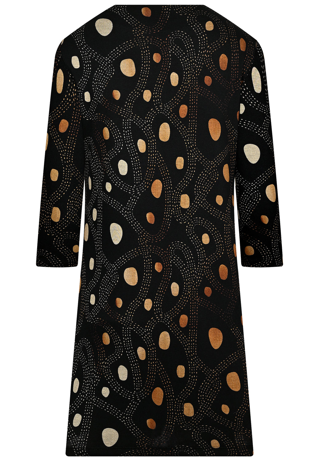 24616 Jersey-Kleid mit Punkte-Print in Schwarz/Gold