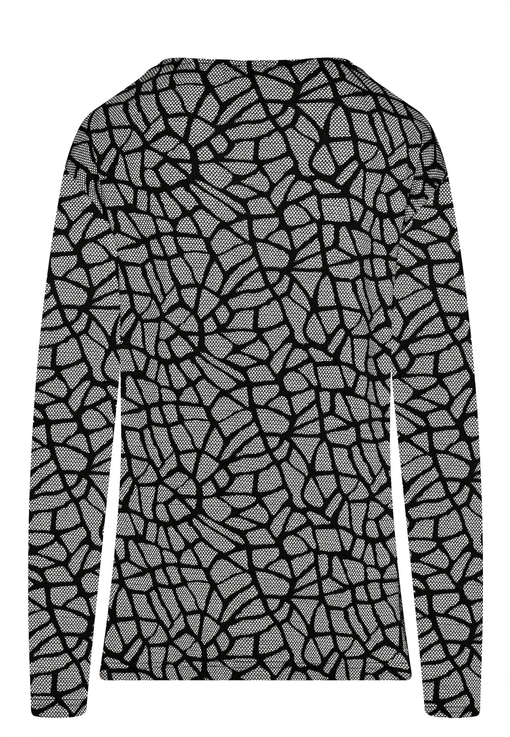 24709 Boxy-Shirt mit Grafik-Muster in Schwarz/Weiß