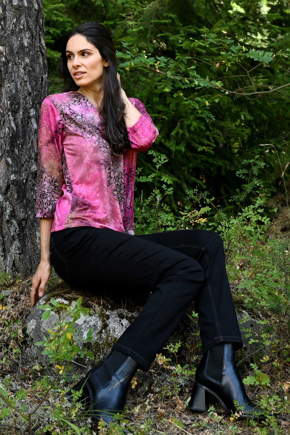 24711 Shirt im Batik-Look mit Leo-Muster in Pink