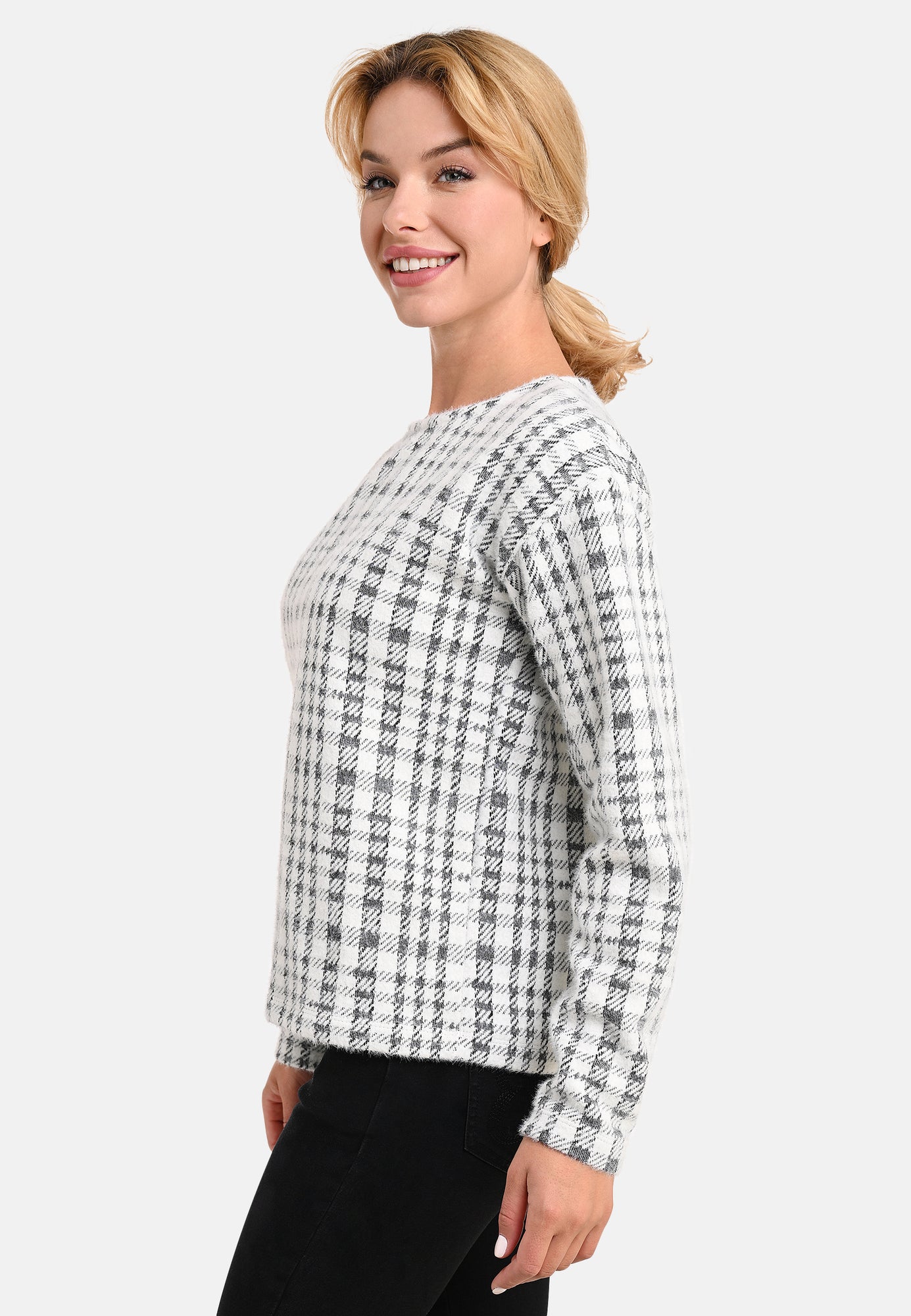 25708 Chemise à carreaux doux - 06/anthracite-blanc
