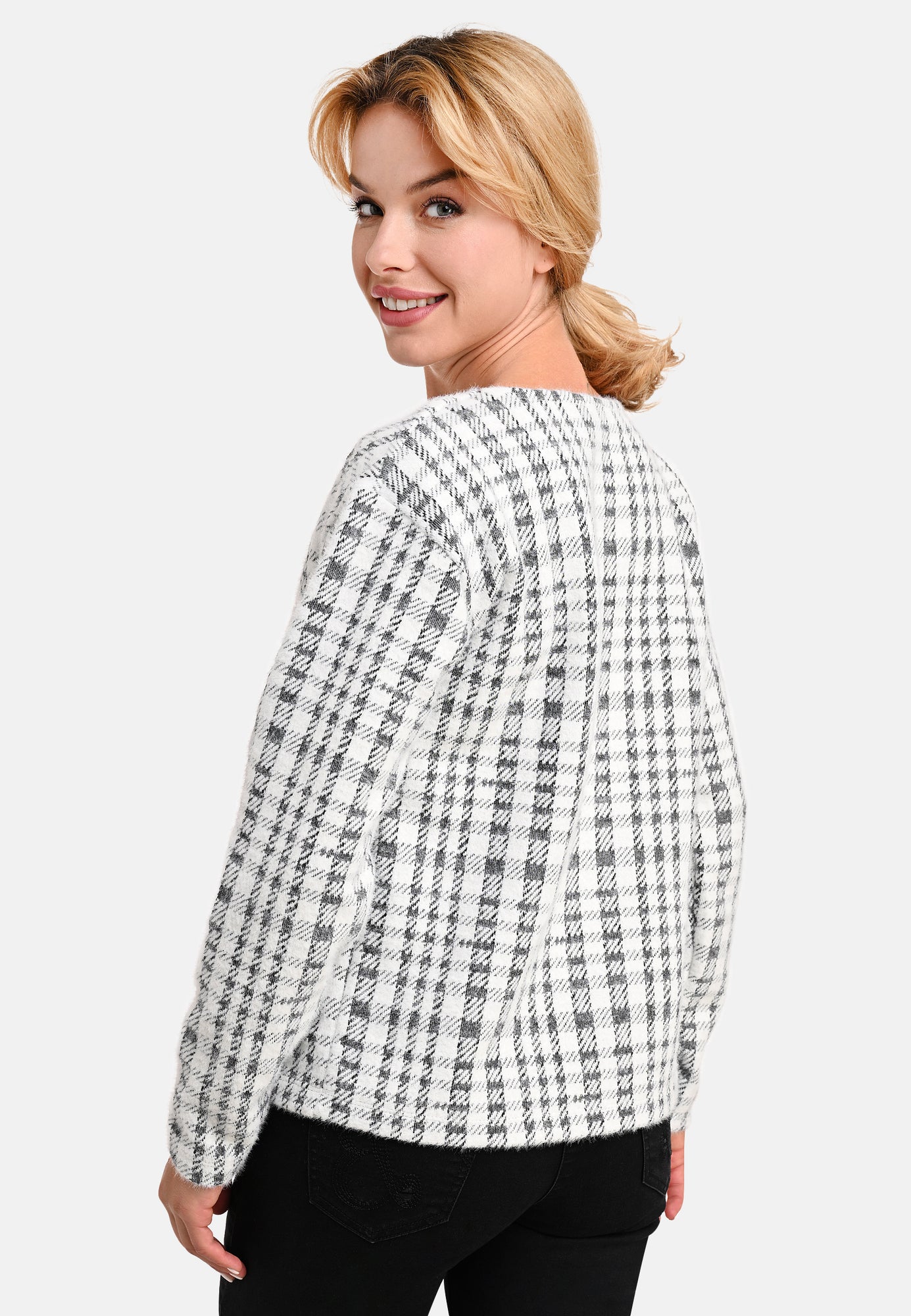 25708 Chemise à carreaux doux - 06/anthracite-blanc
