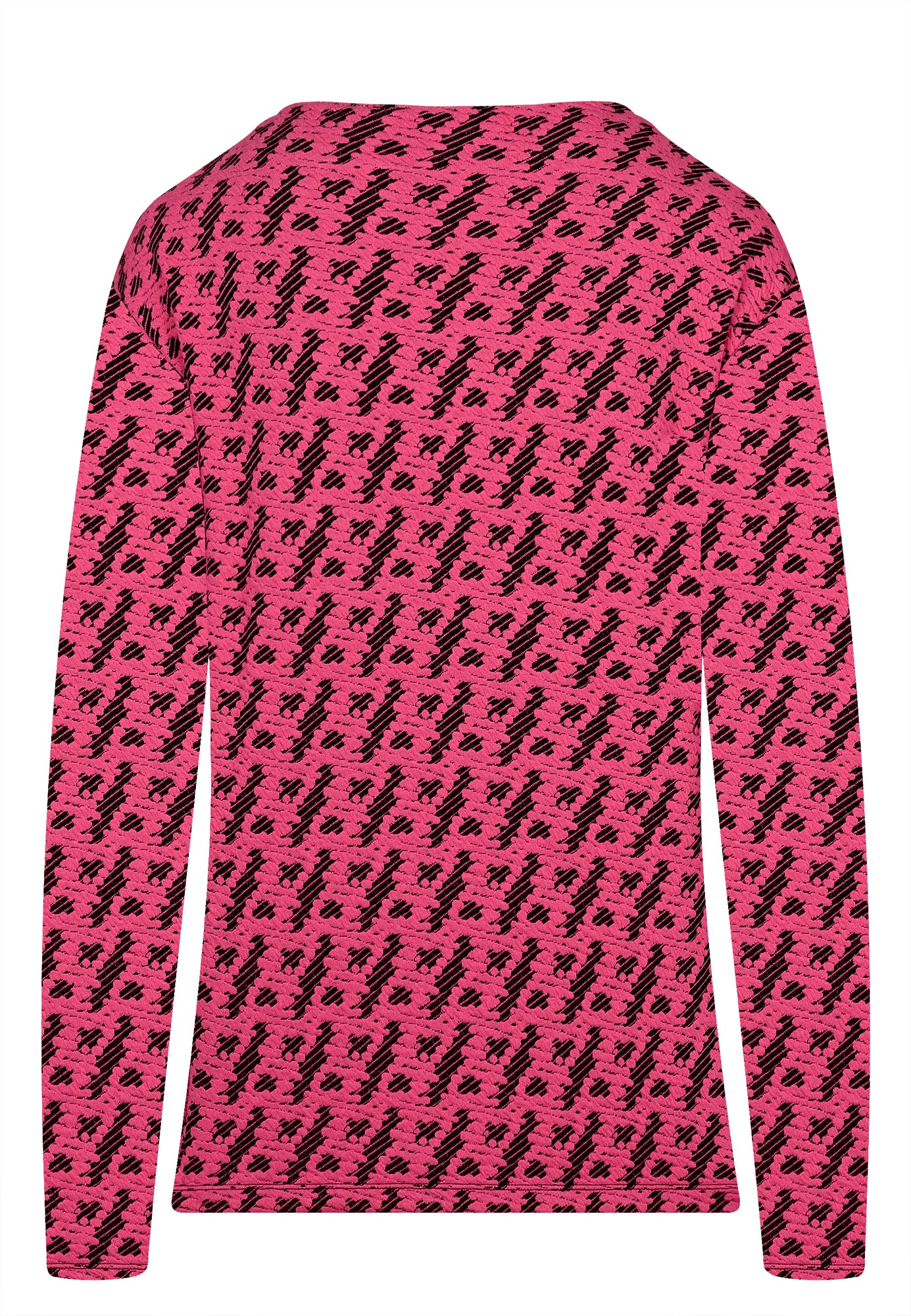 24715 Boxy-Shirt mit Jacquard-Muster in Pink/Schwarz