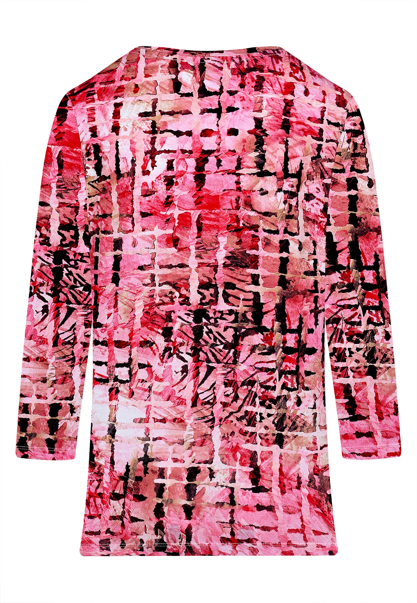 24723 Shirt met all-over print in roze/zwart