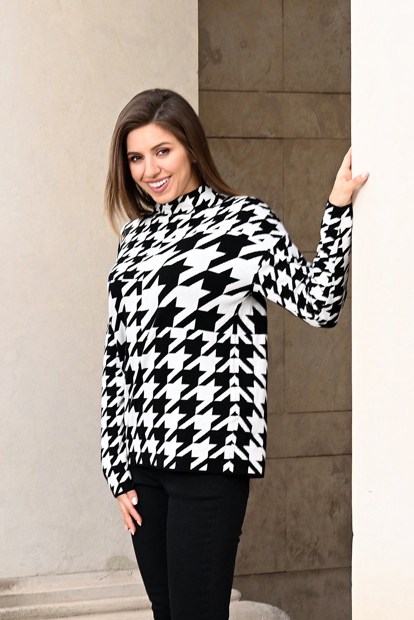 25701 Pull Pied De Poule - 21/black-white