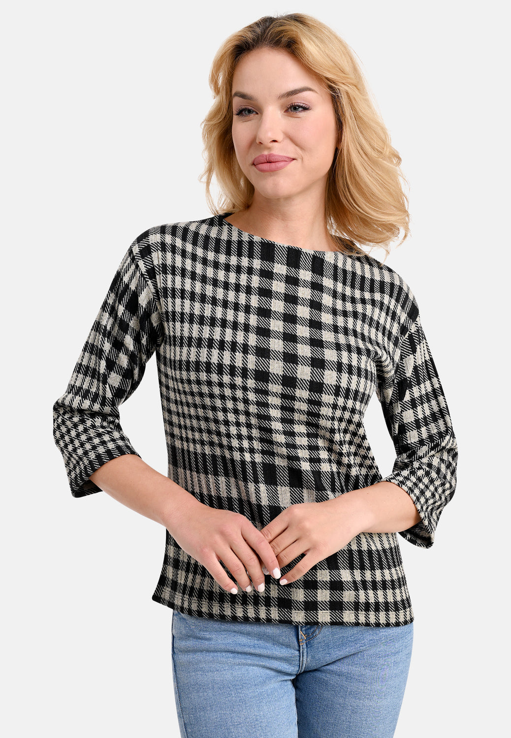 25702 Chemise à carreaux côtelés - 20/noir-gris