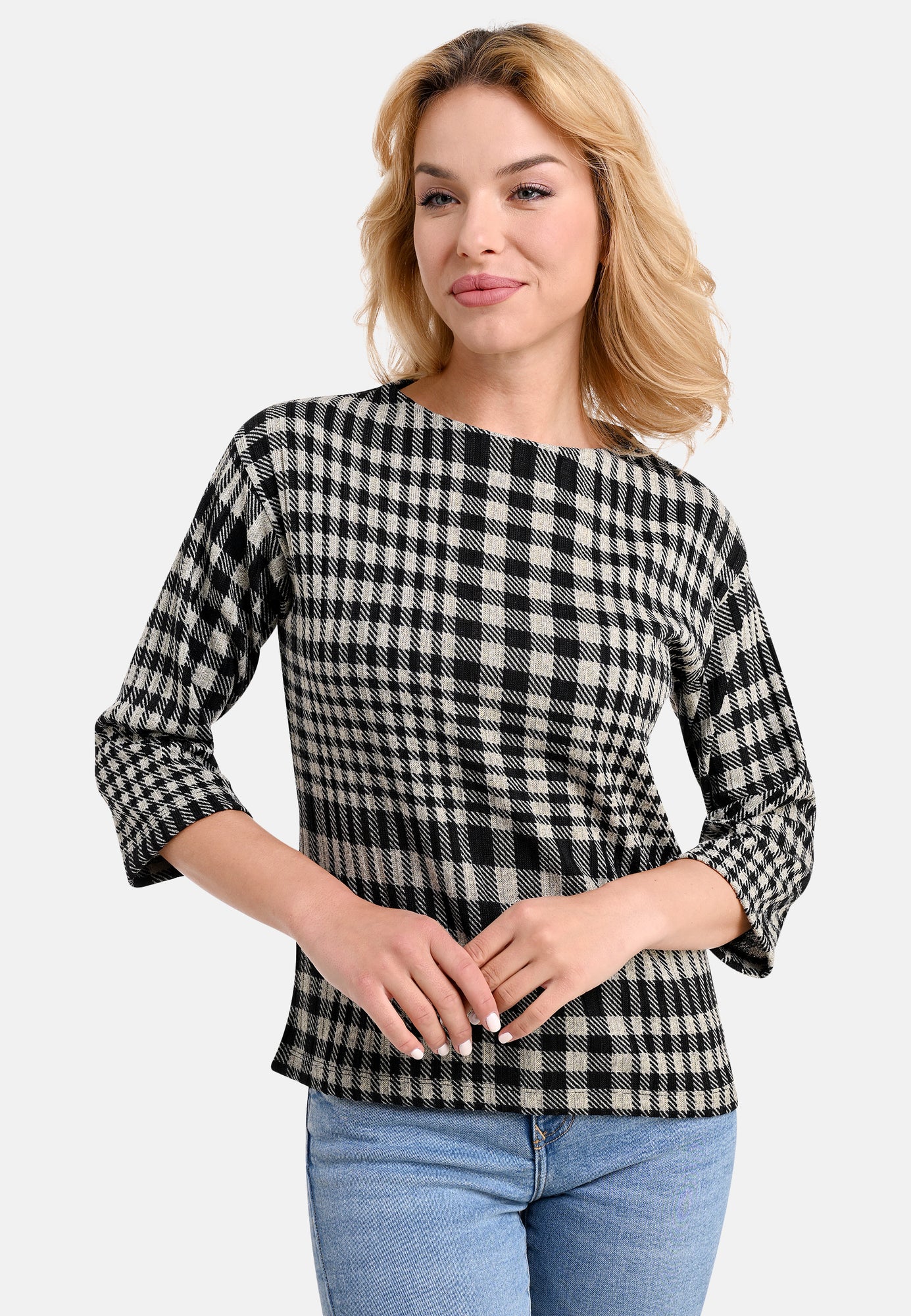 25702 Chemise à carreaux côtelés - 20/noir-gris