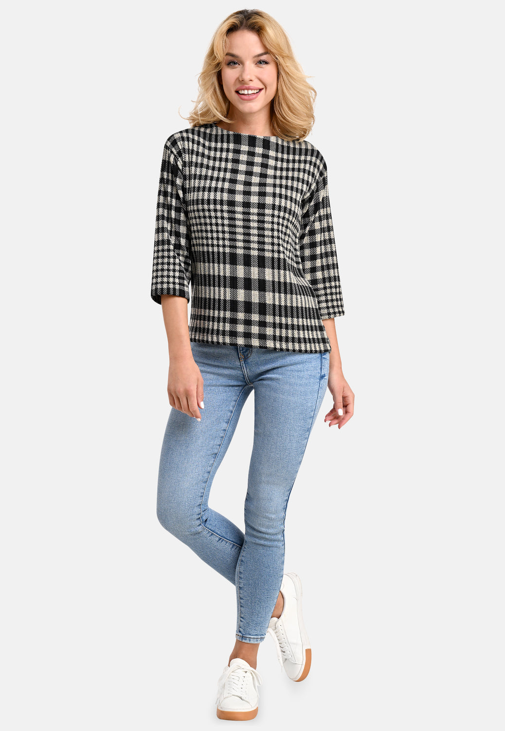 25702 Chemise à carreaux côtelés - 20/noir-gris