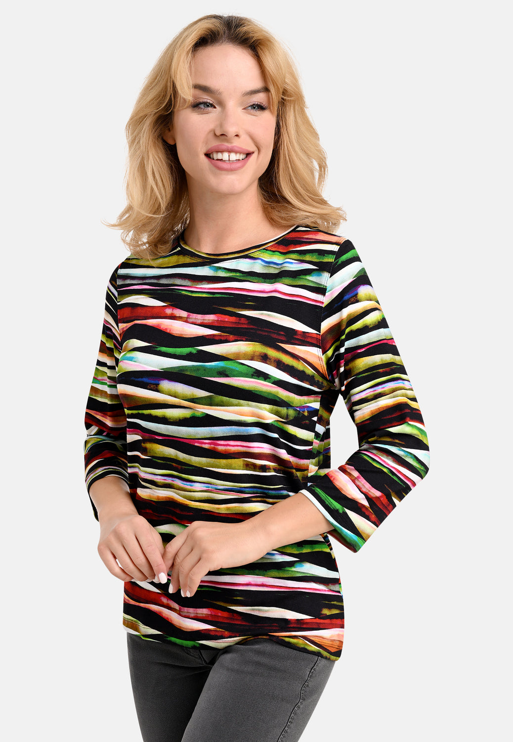 25707 Chemise à rayures ondulées - 20/noir-multicolore