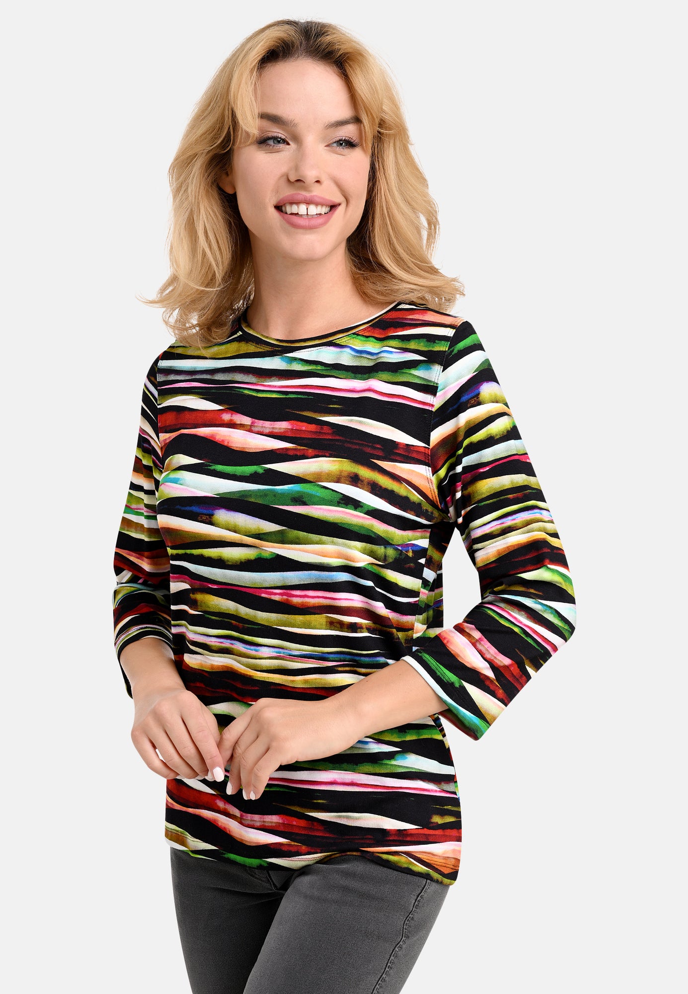 25707 Chemise à rayures ondulées - 20/noir-multicolore