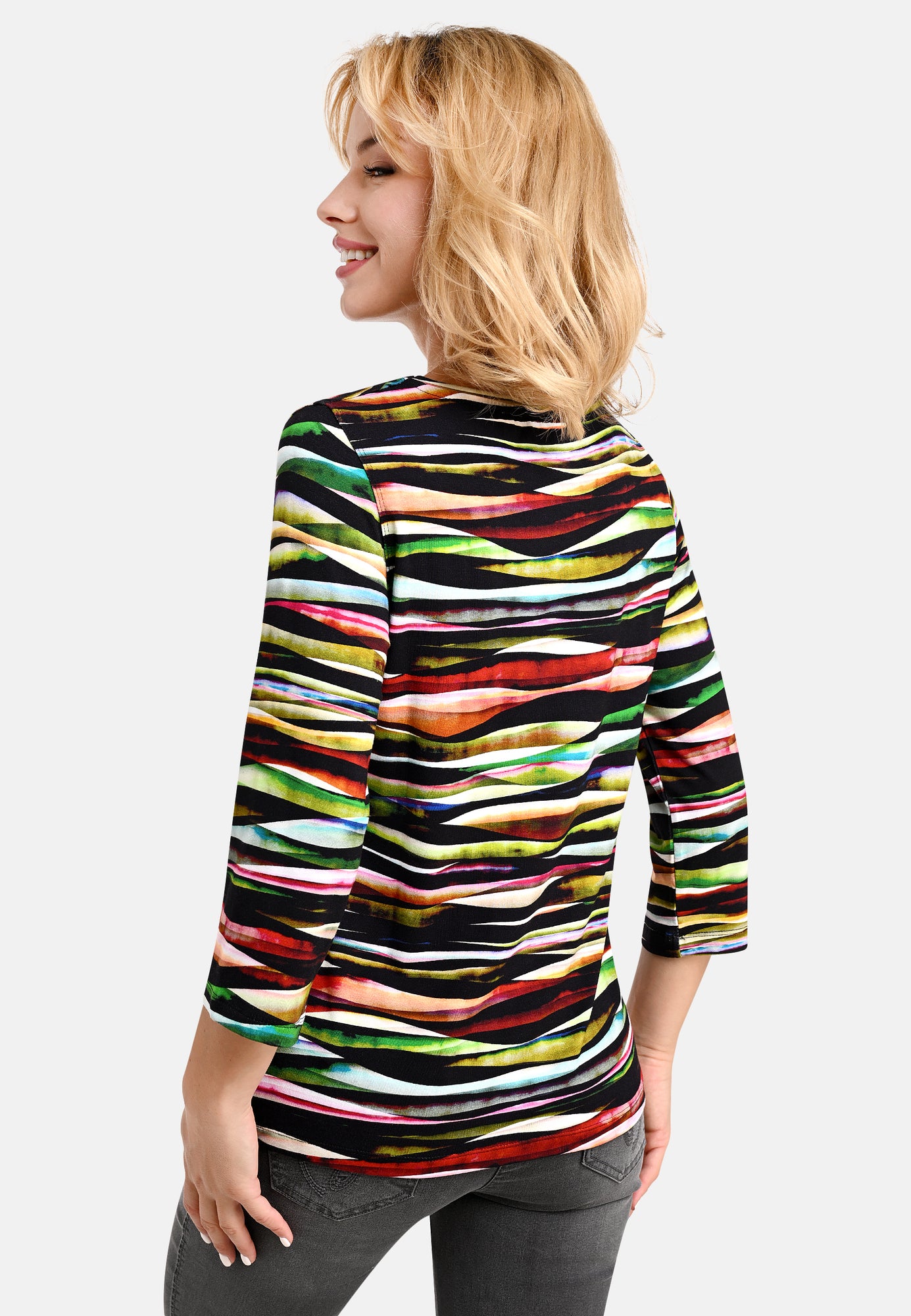 25707 Chemise à rayures ondulées - 20/noir-multicolore