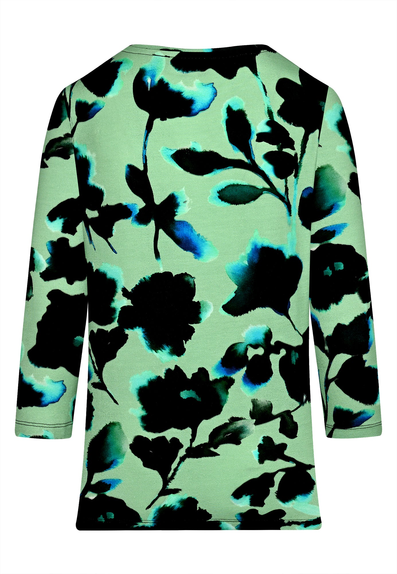 25113 Shirt mit Blüten-Print in Mint/Schwarz