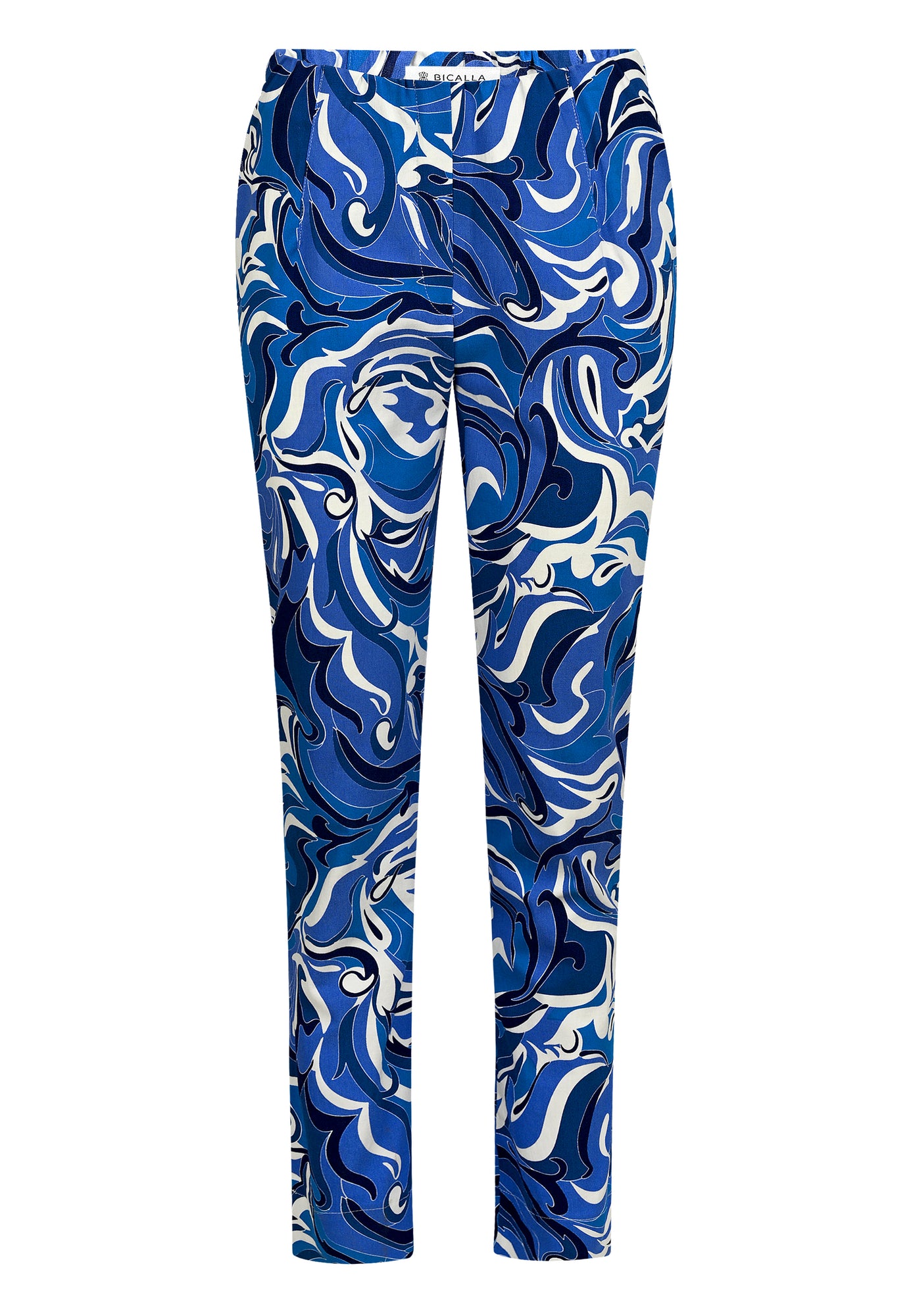 25208 Stretch-Hose mit Ornament-Print in Blau/Weiß