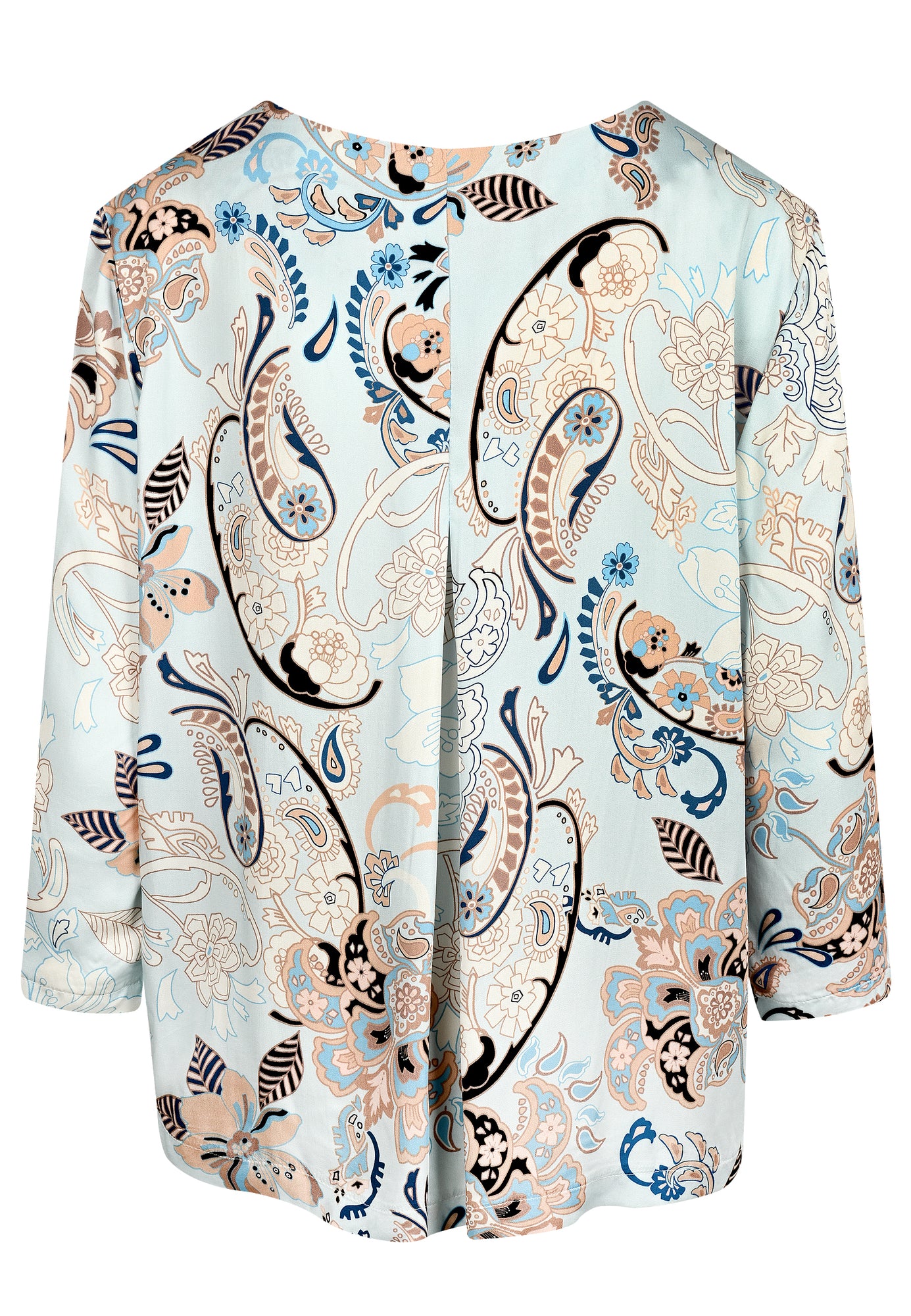 25214 Bluse mit Ornament-Print in Hellblau/Beige