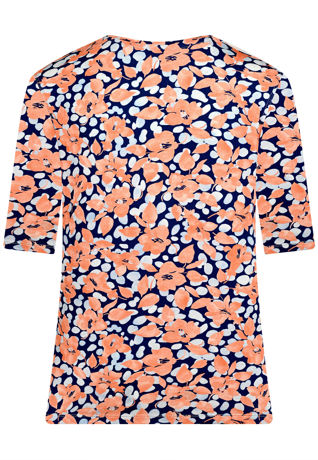 25215 Shirt mit Blüten-Print in Apricot/Blau