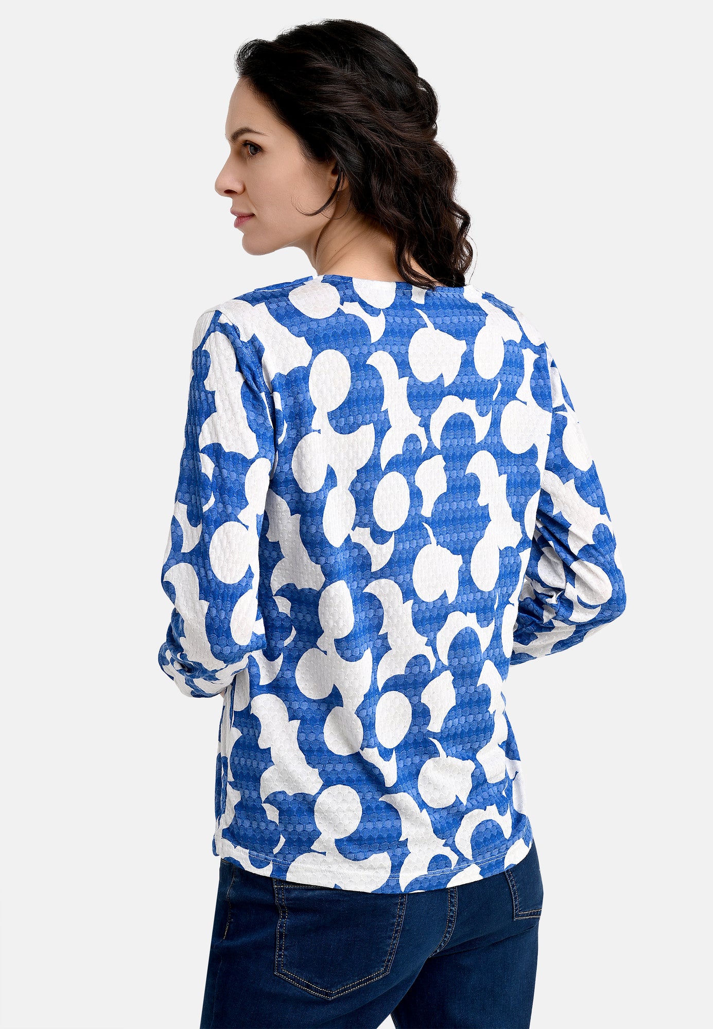 25216 Shirt mit Grafik-Print in Blau/Weiß