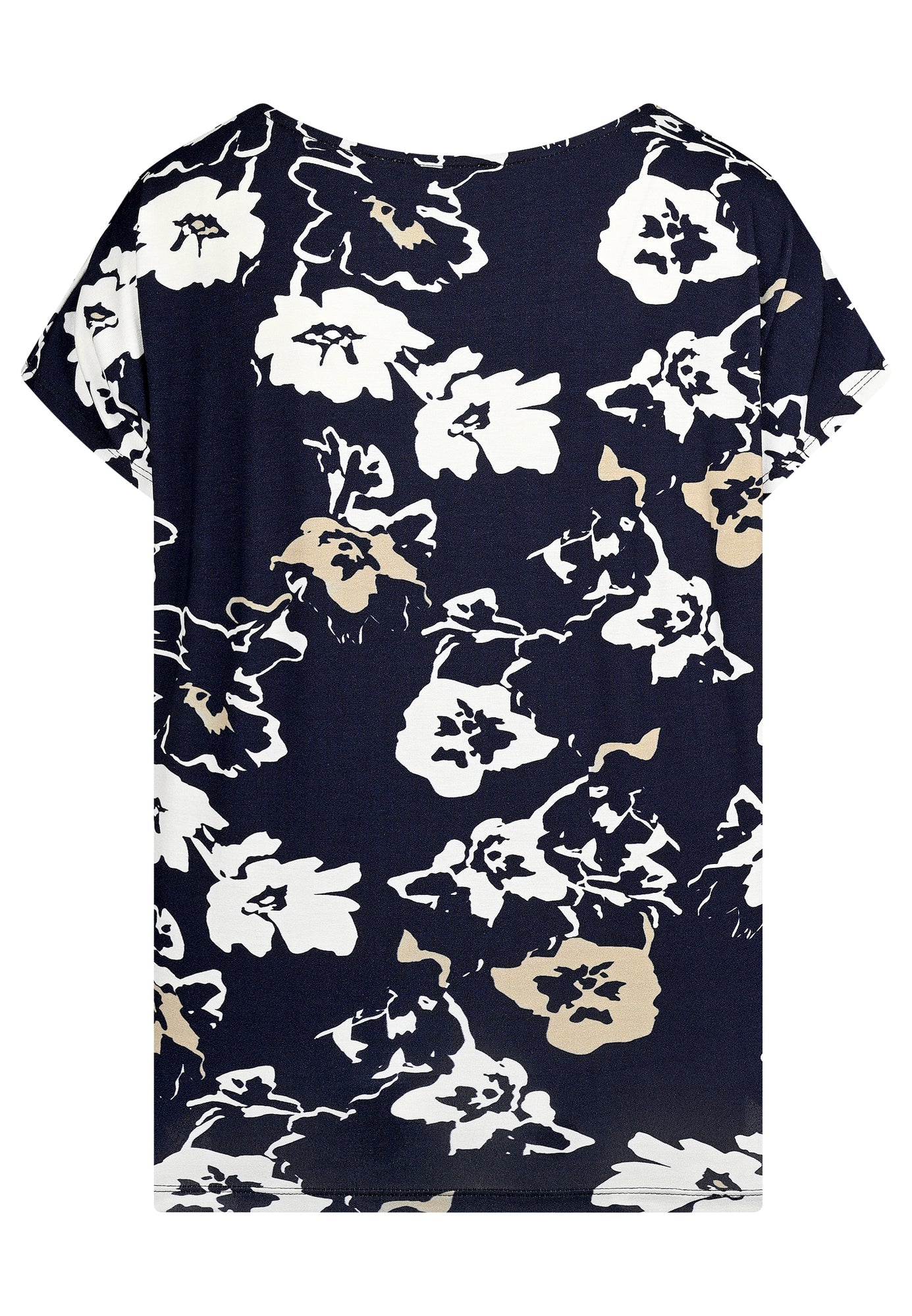 25217 Shirt mit Blüten-Print in Dunkelblau/Weiß