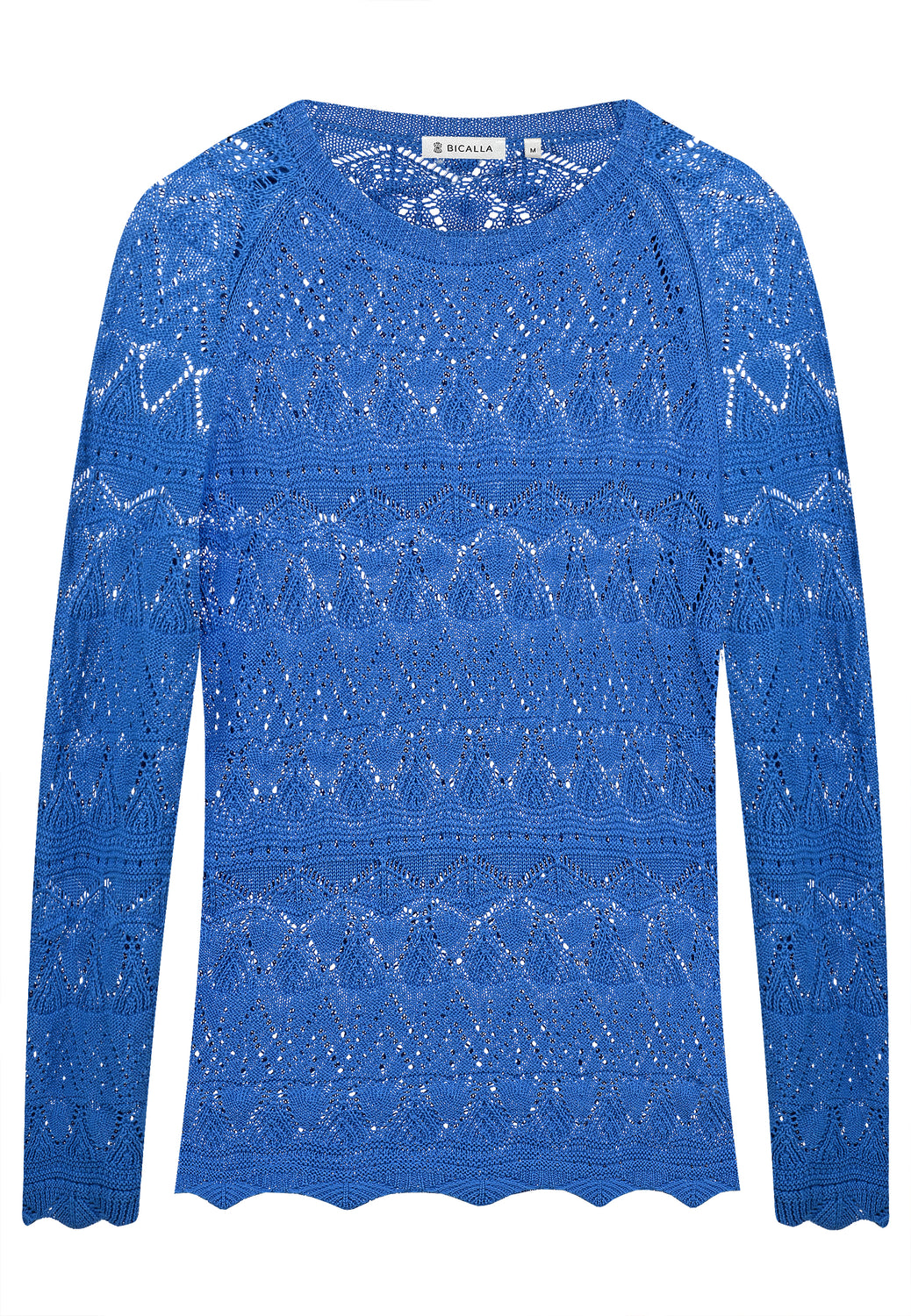 25223 Ajour-Strickpullover in Blau