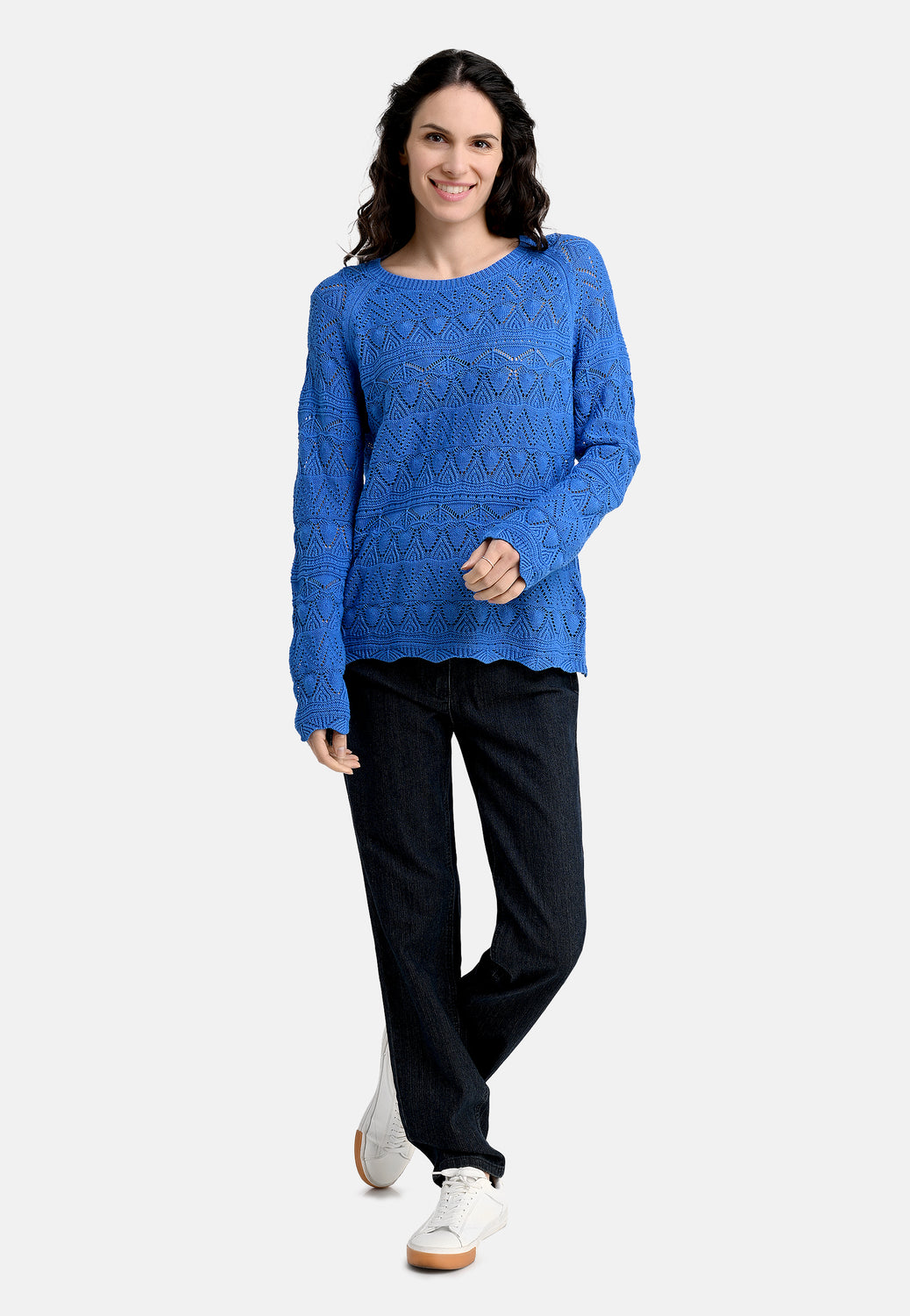 25223 Ajour-Strickpullover in Blau