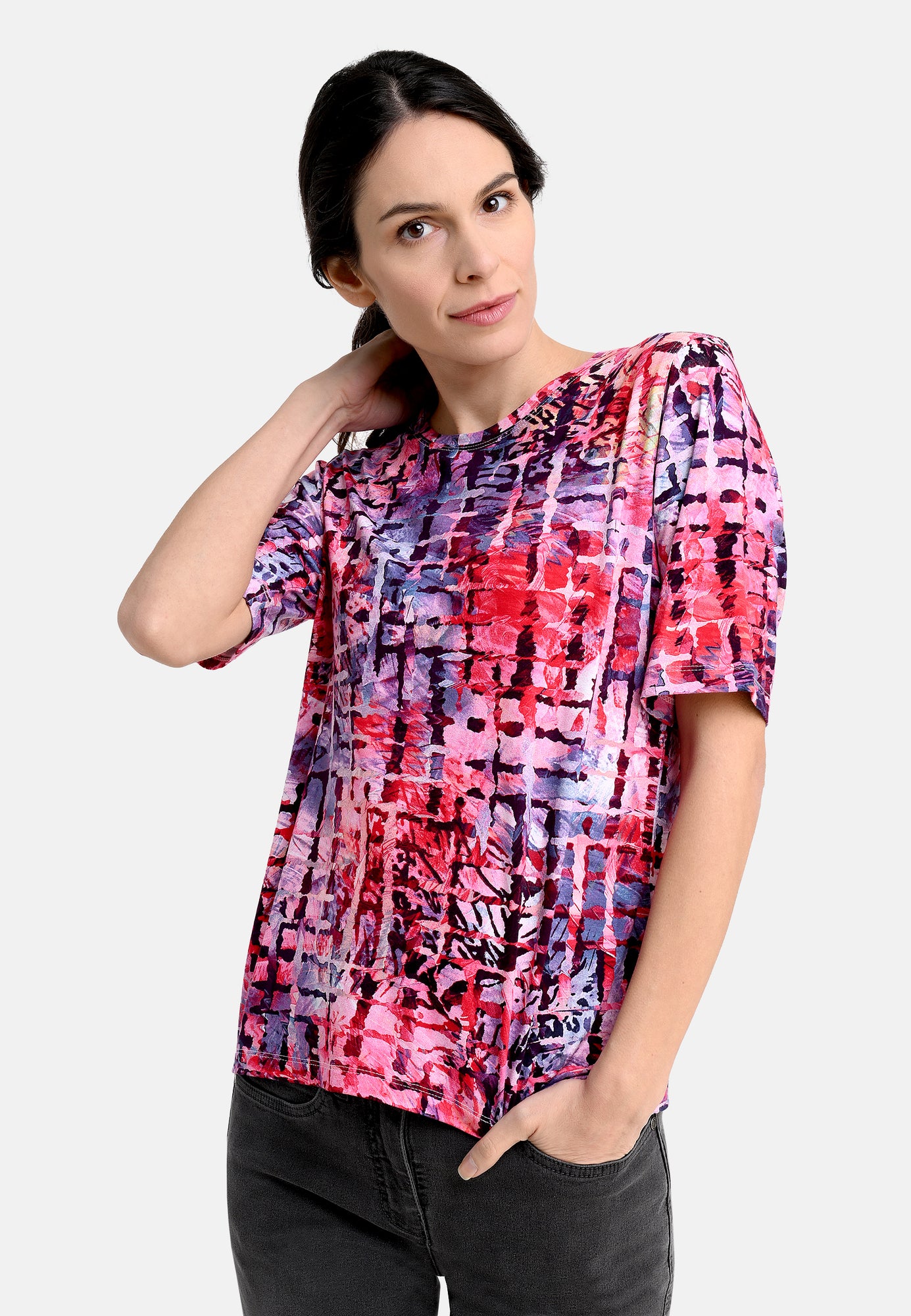 25225 Shirt mit Grafik-Print in Pink