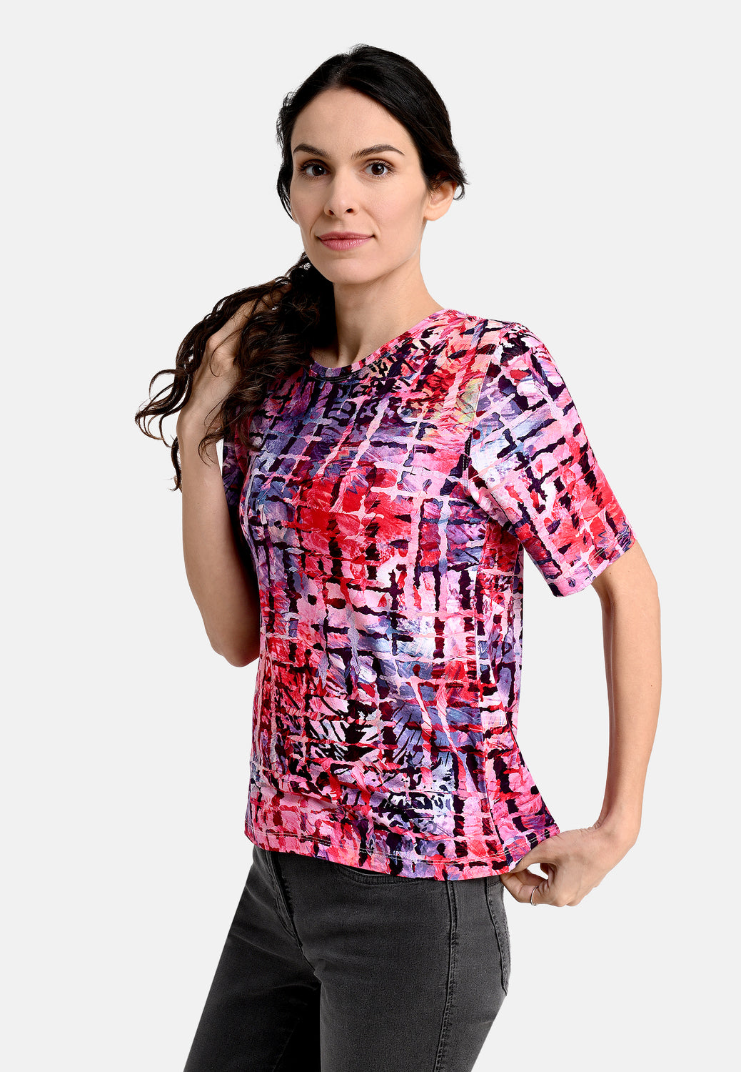 25225 Shirt mit Grafik-Print in Pink