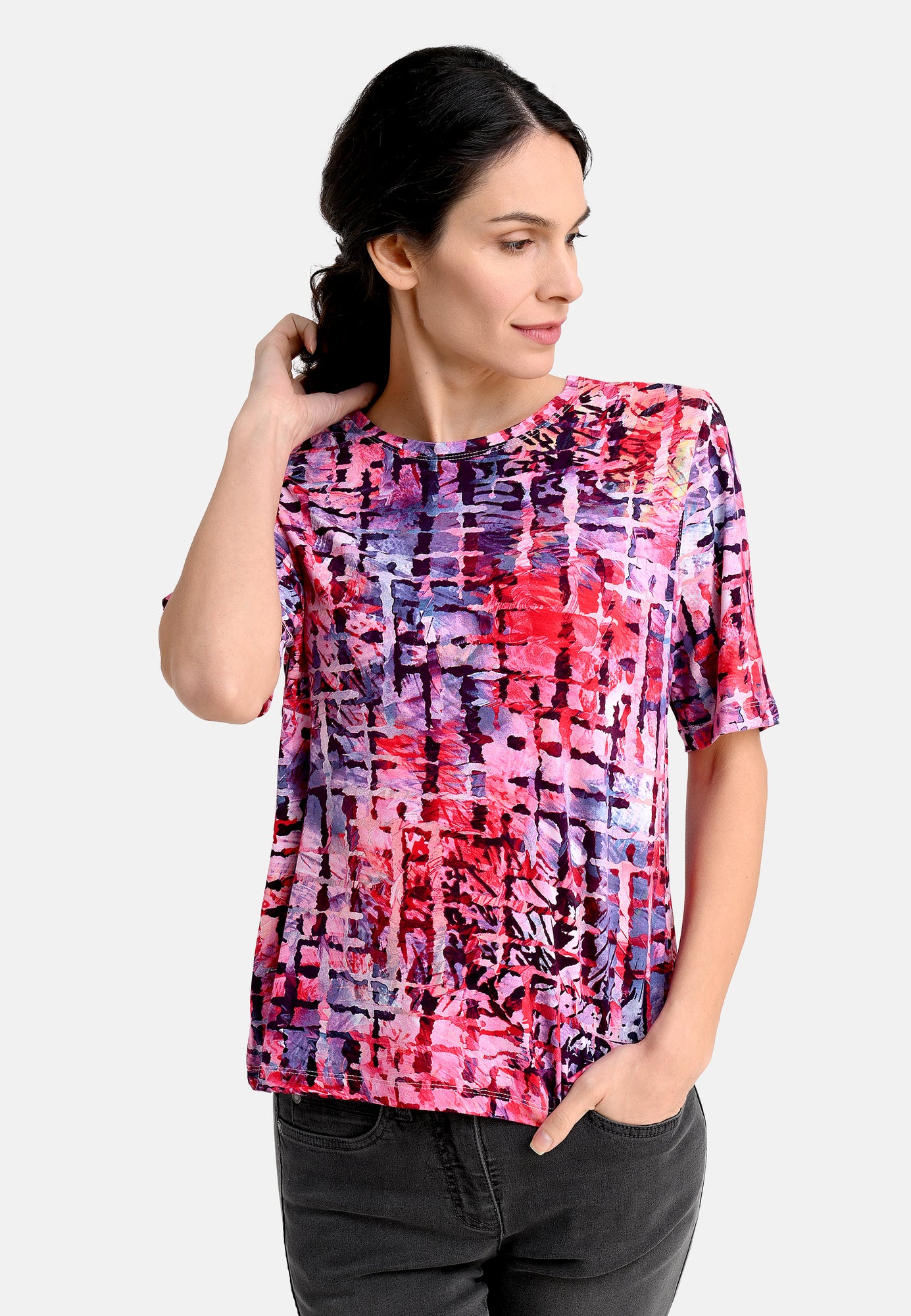 25225 Shirt mit Grafik-Print in Pink