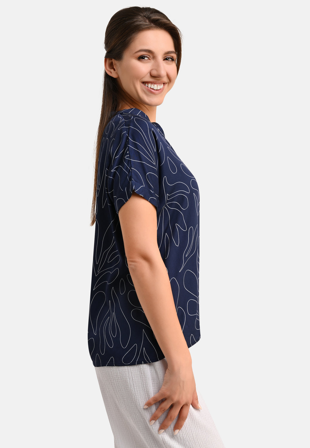 25369 Chemisier-chemise avec imprimé bleu foncé