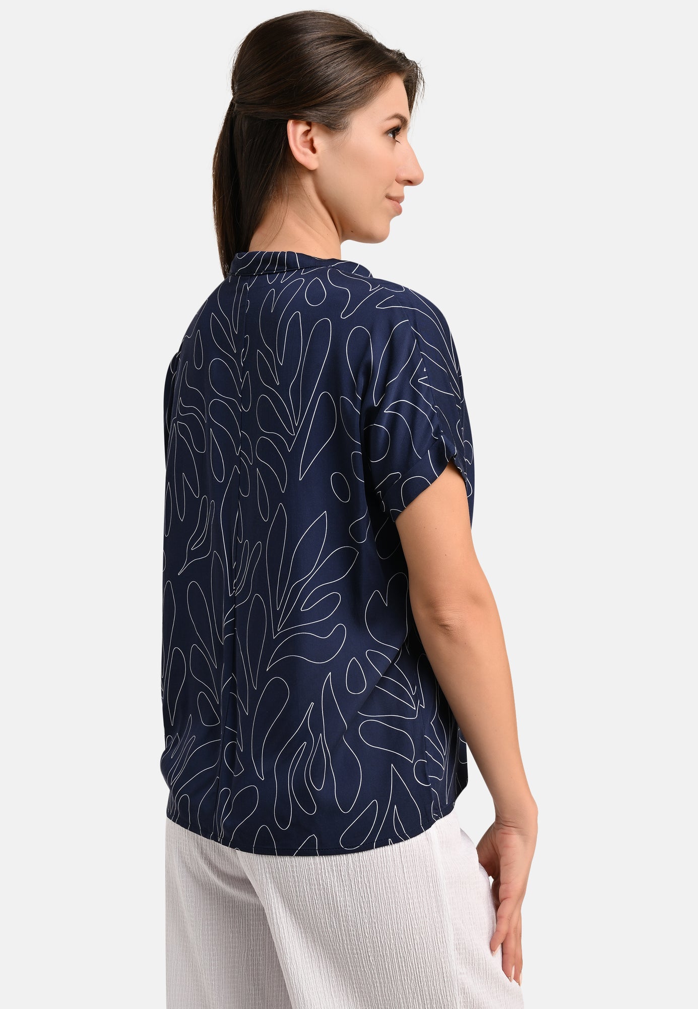 25369 Chemisier-chemise avec imprimé bleu foncé